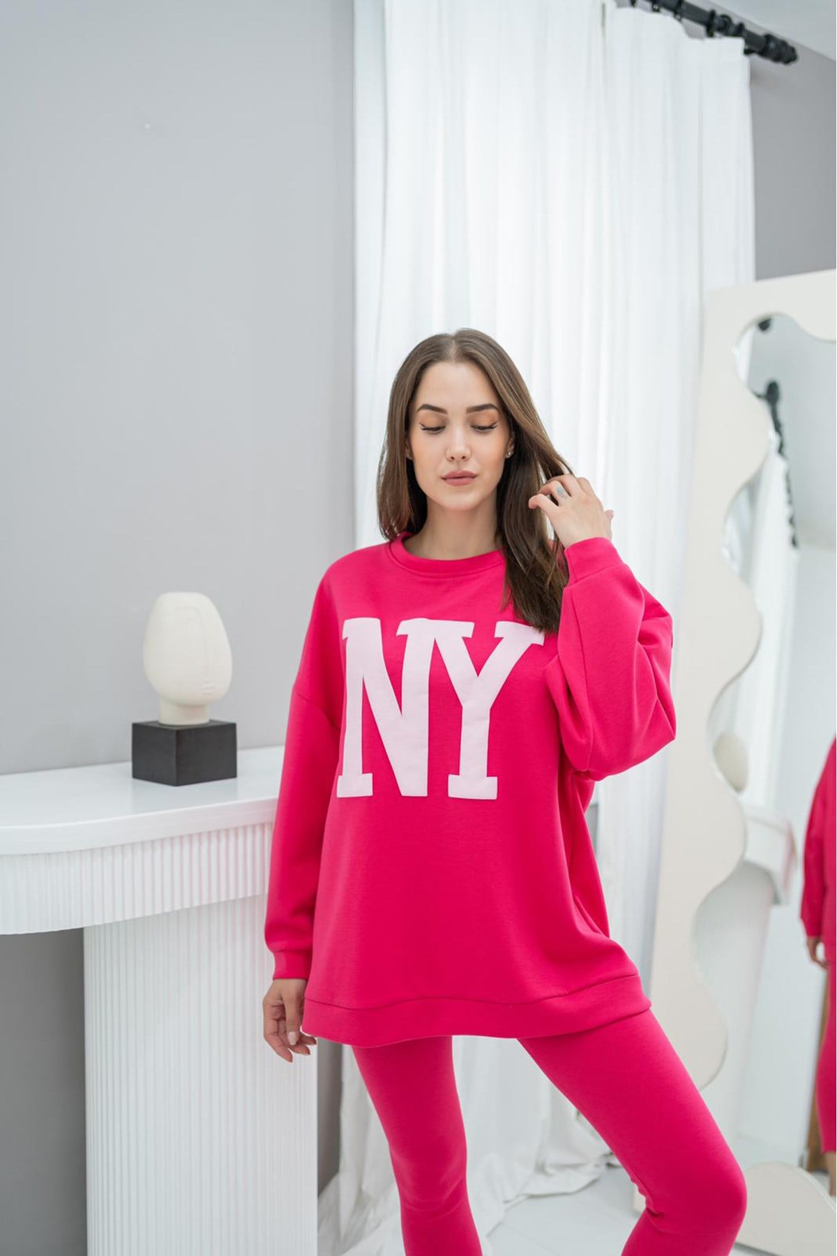 ELBEE NY Baskılı Oysho Takım - Fuşya