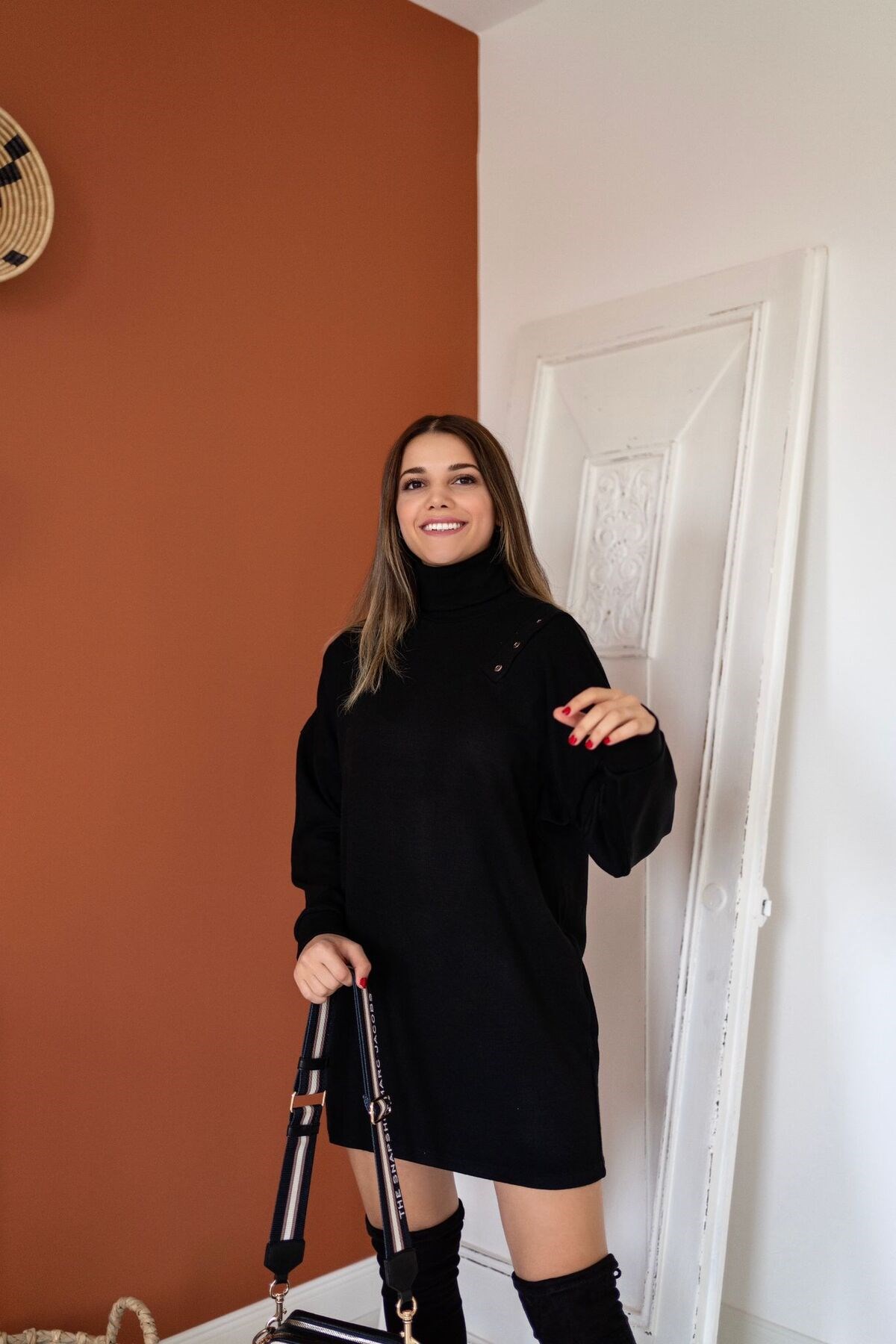 ELBEE Omuz Düğmeli Elbise - Siyah