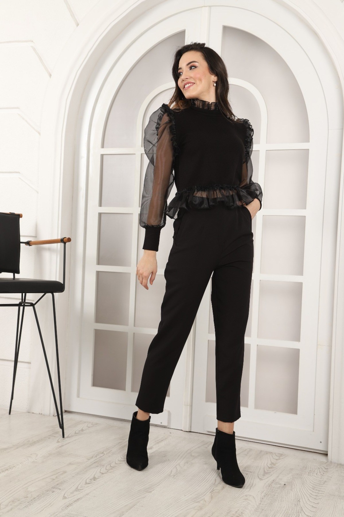ELBEE Organize Bluz ve Pantolon Takım - Siyah
