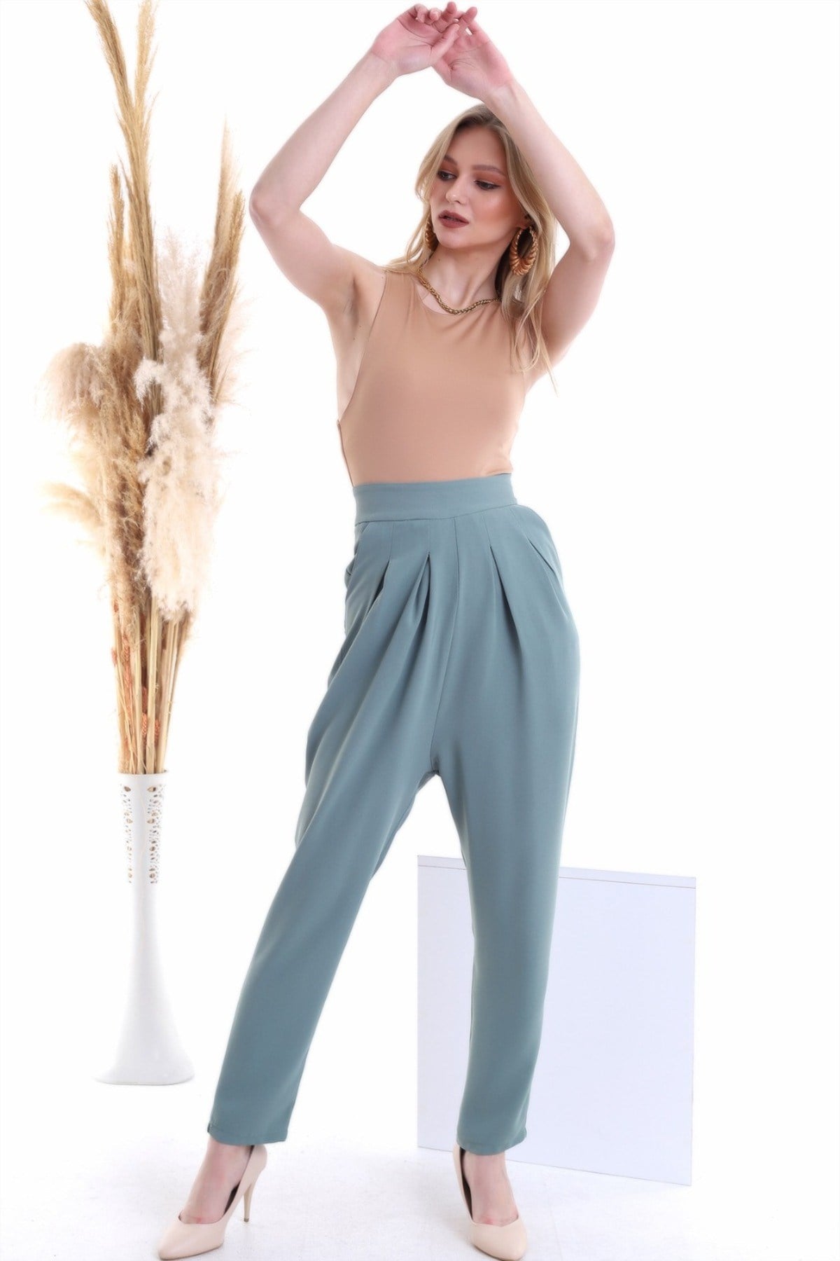 ELBEE Şalvar Stil Pantolon - Çağla