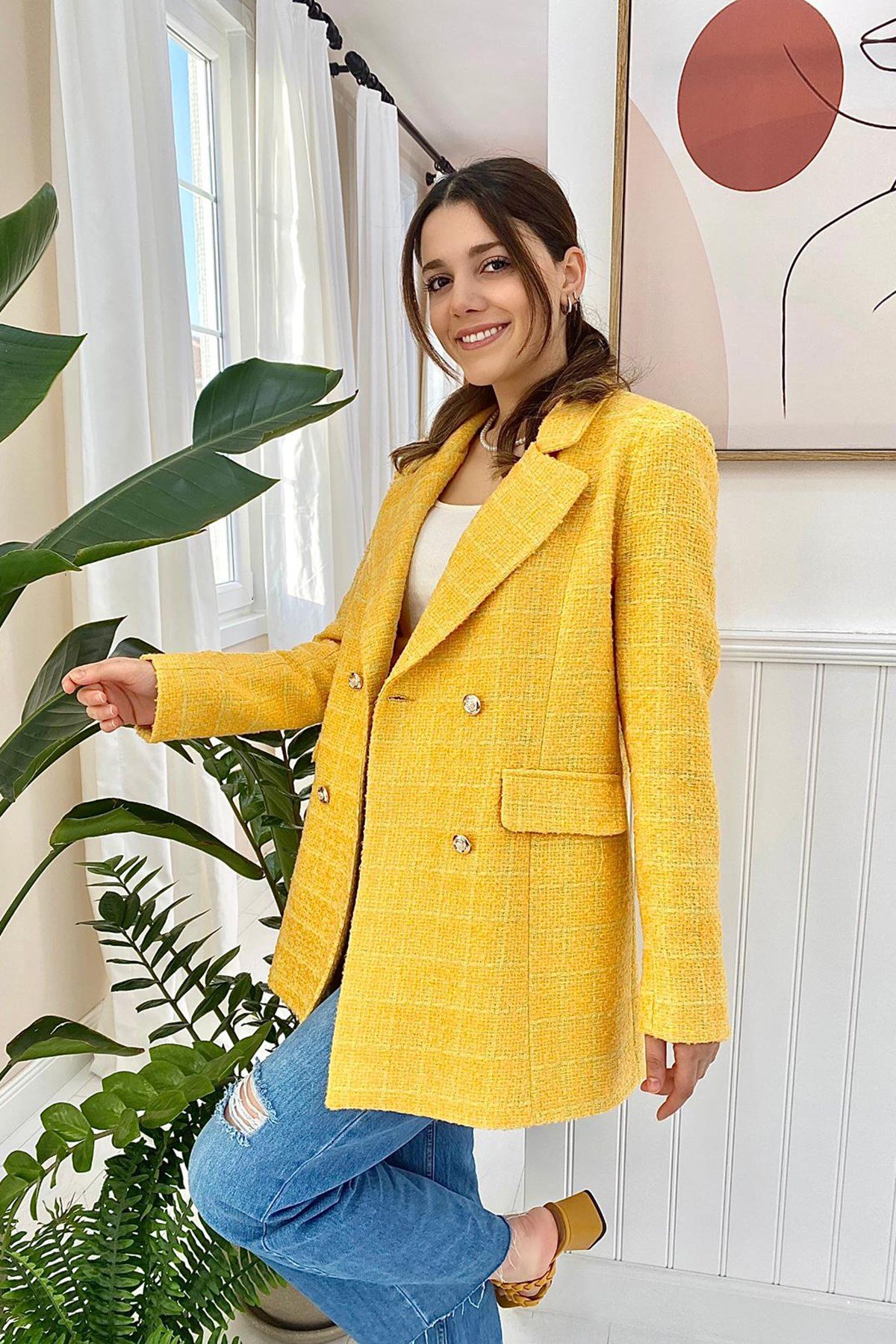ELBEE Tüvit Ceket - Sarı