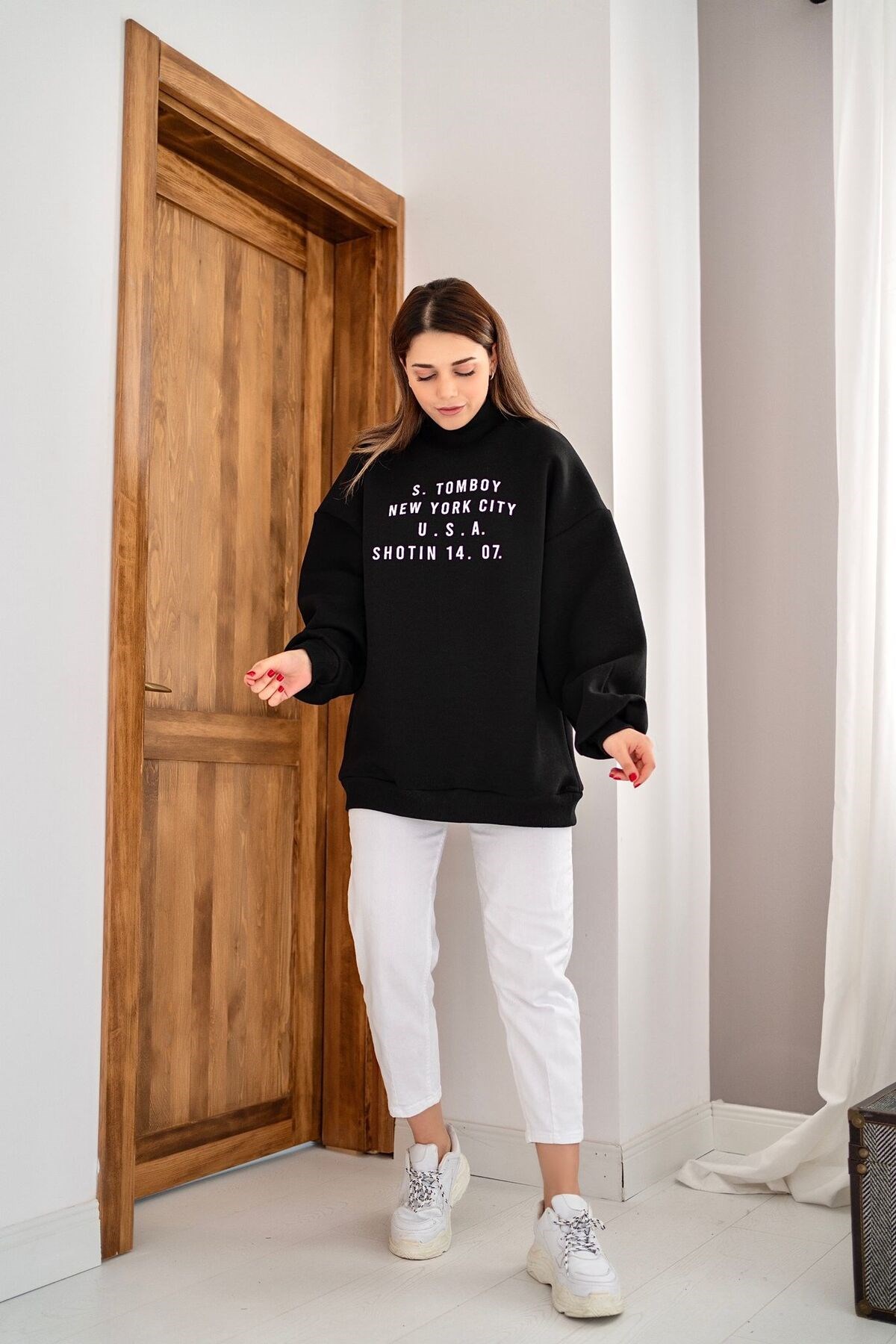 ELBEE Yazı Baskılı Sweatshirt - Siyah