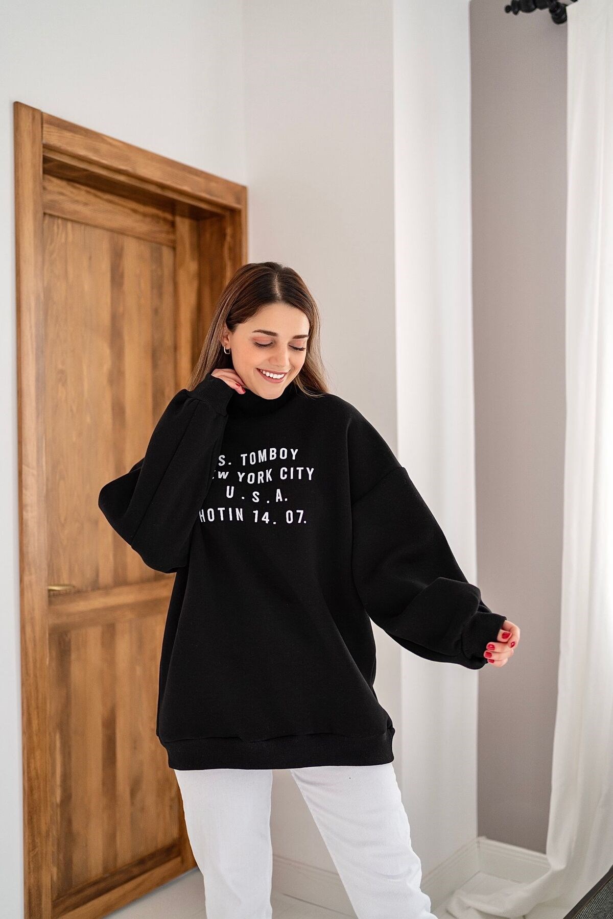 ELBEE Yazı Baskılı Sweatshirt - Siyah