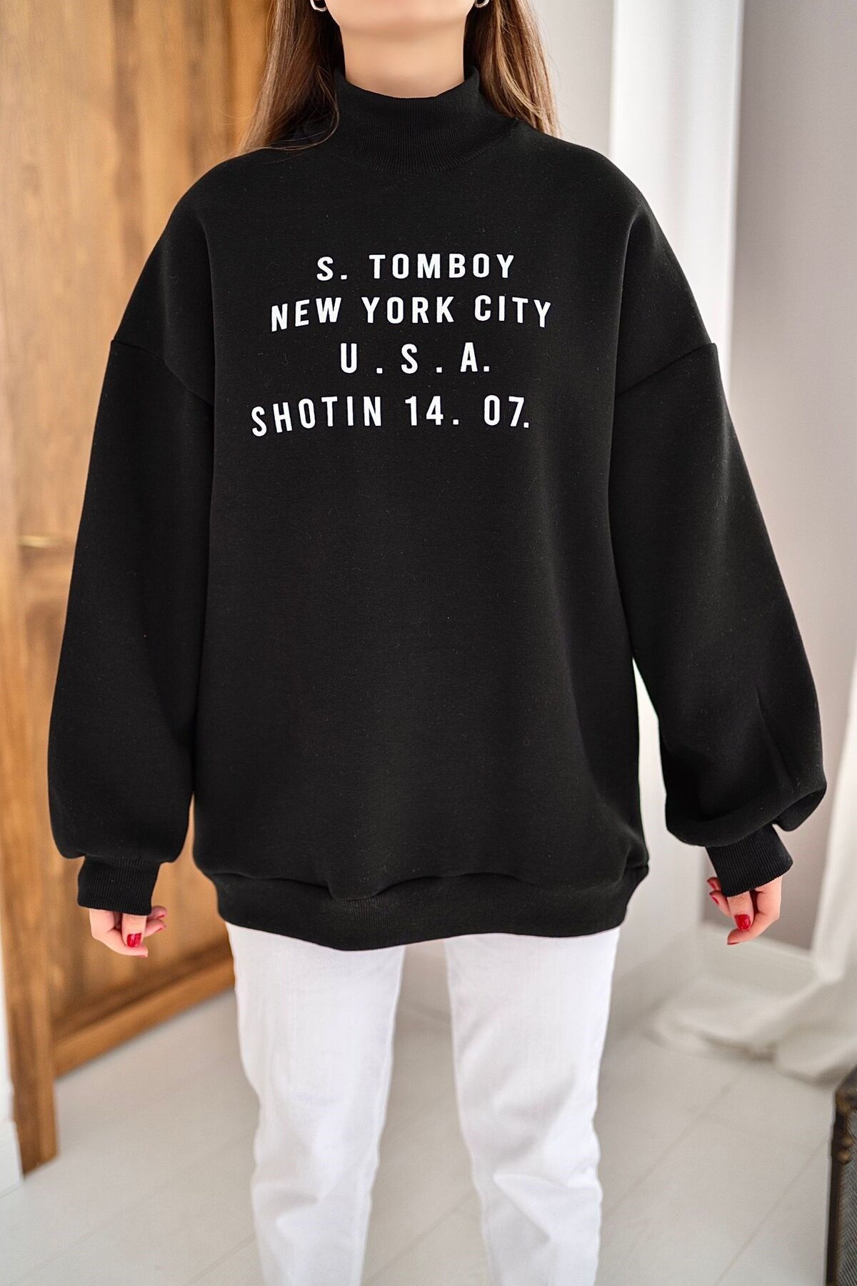ELBEE Yazı Baskılı Sweatshirt - Siyah