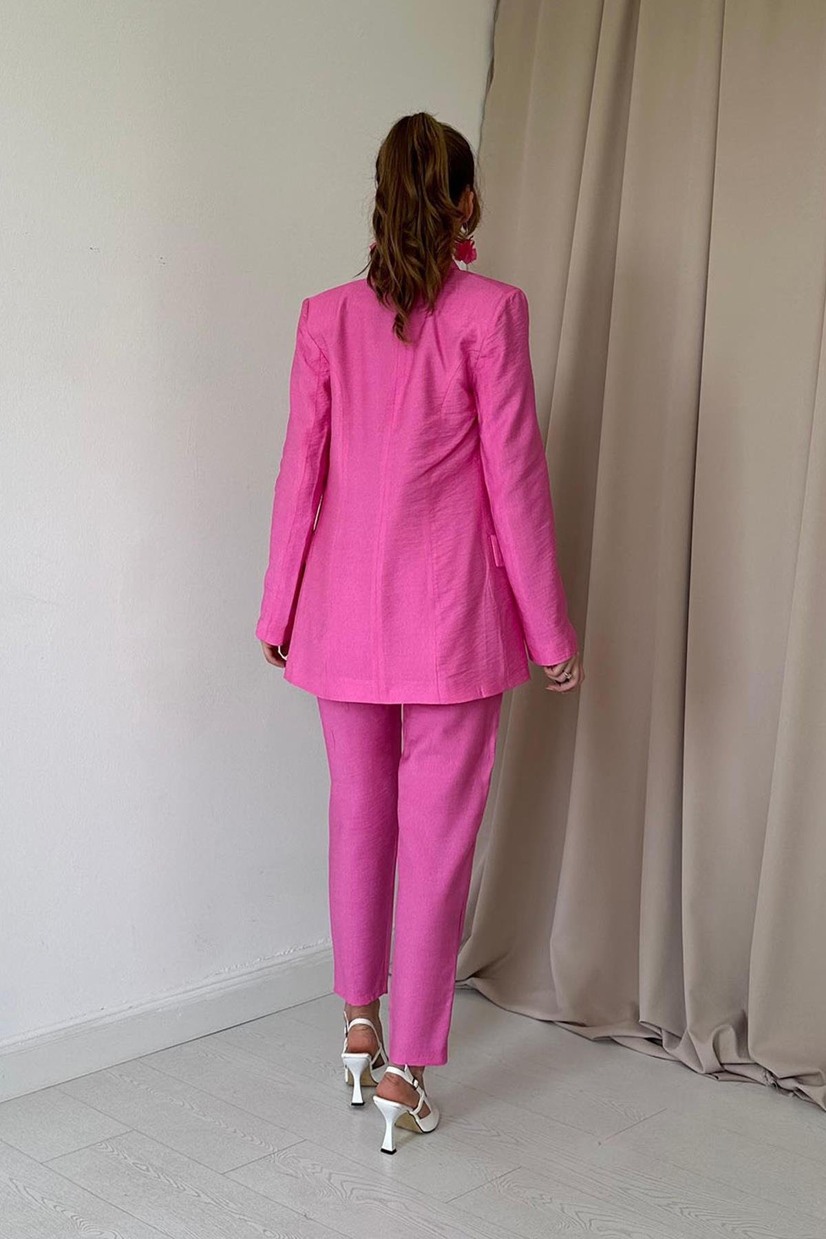 Fit Ceket ve Pantolon Takım - Pembe 6188