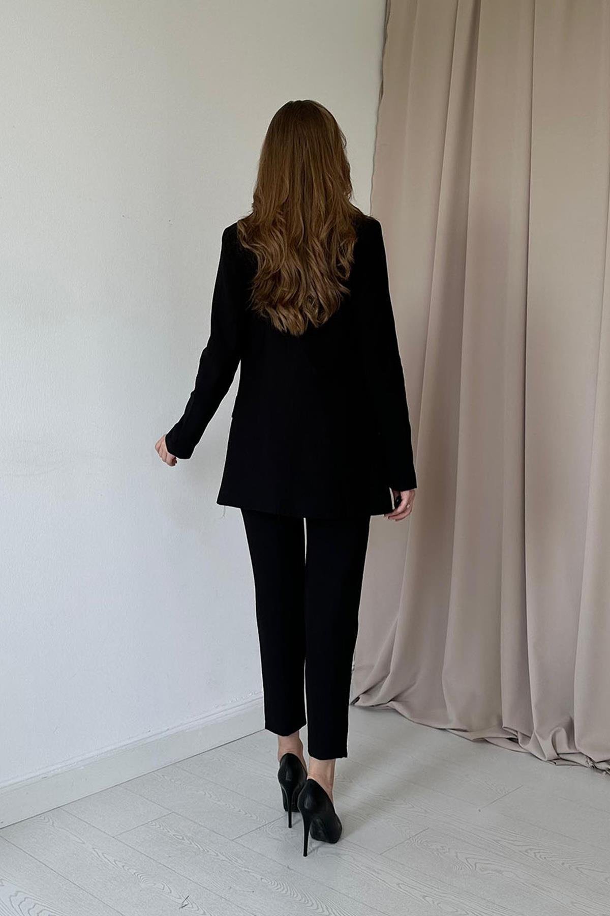 Fit Ceket ve Pantolon Takım - Siyah 6188