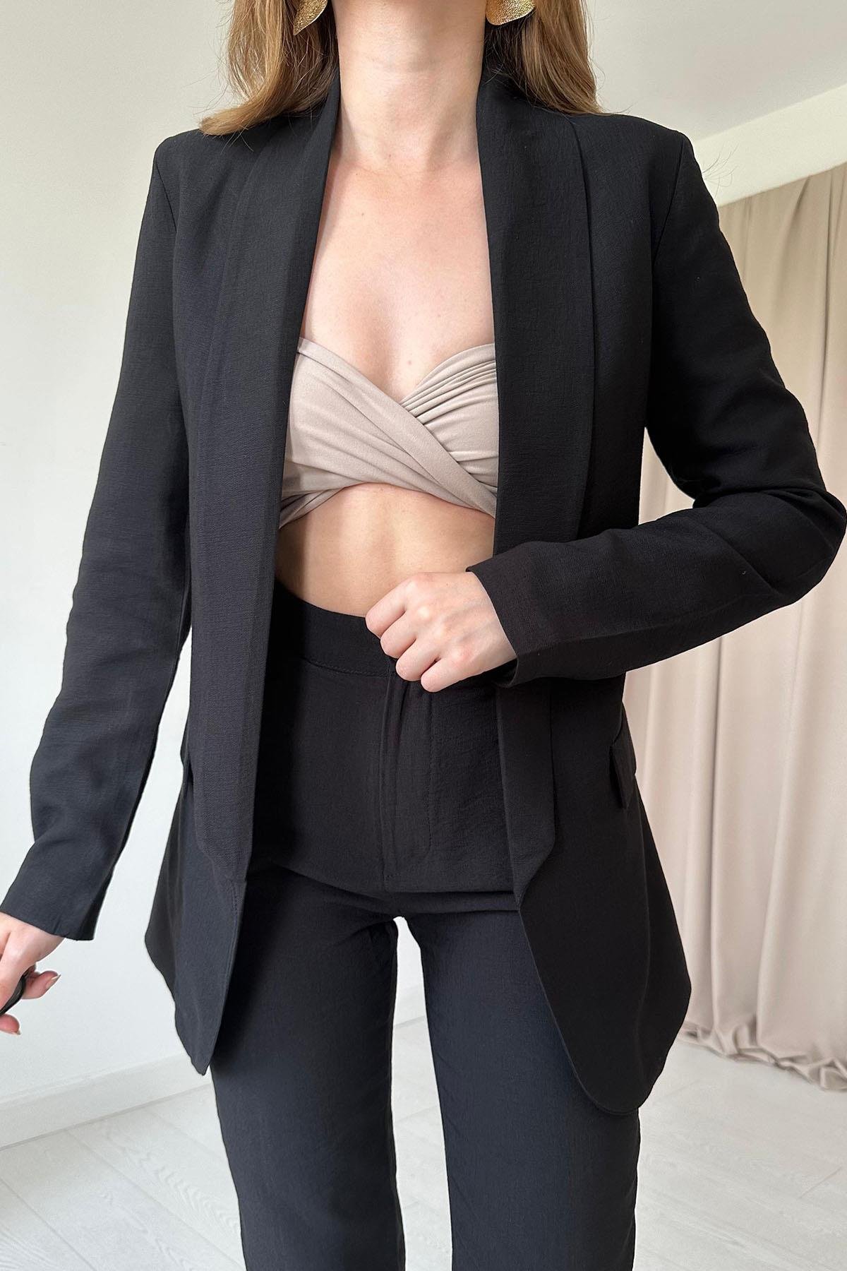 Fit Ceket ve Pantolon Takım - Siyah 6188