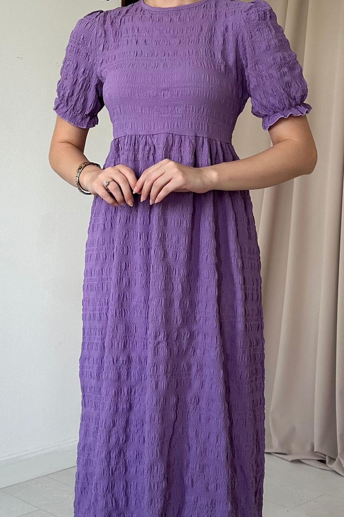 Gofre Elbise - Mor 6280