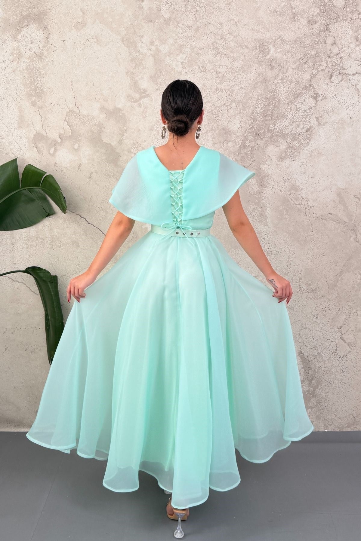 Mint Lavin Organze Elbise