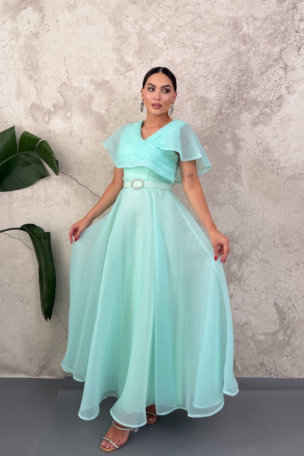 Mint Lavin Organze Elbise
