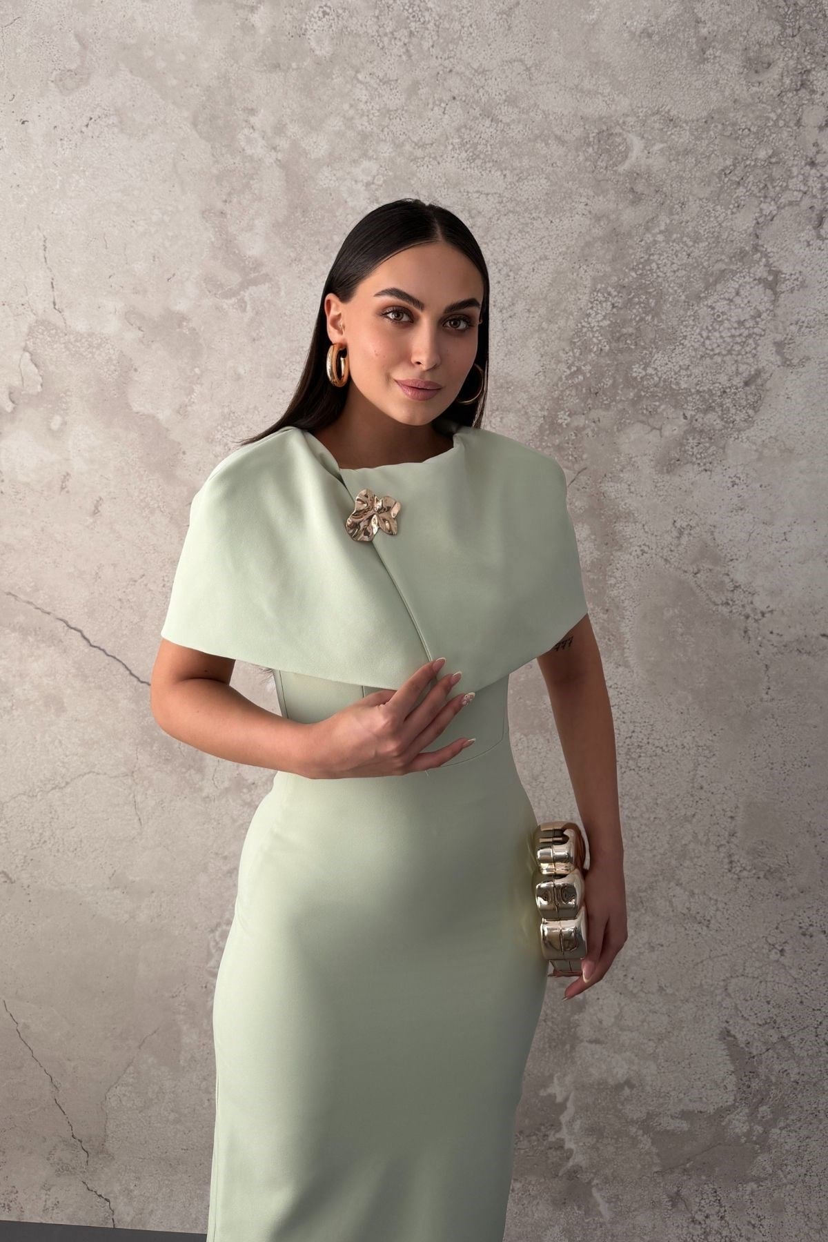 Mint PELERİN DETAYLI ELBİSE