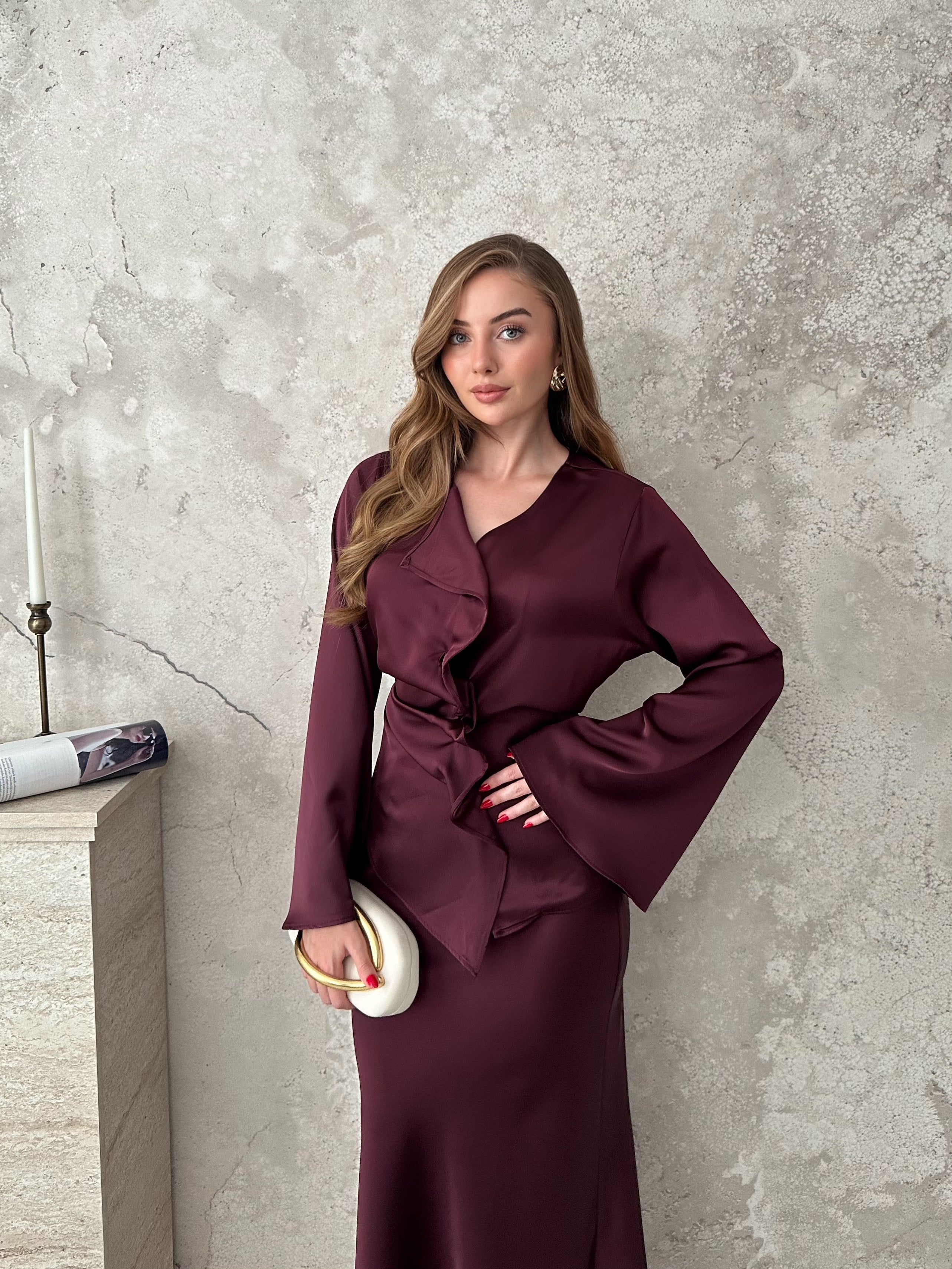 Mürdüm Saten İkili Takım