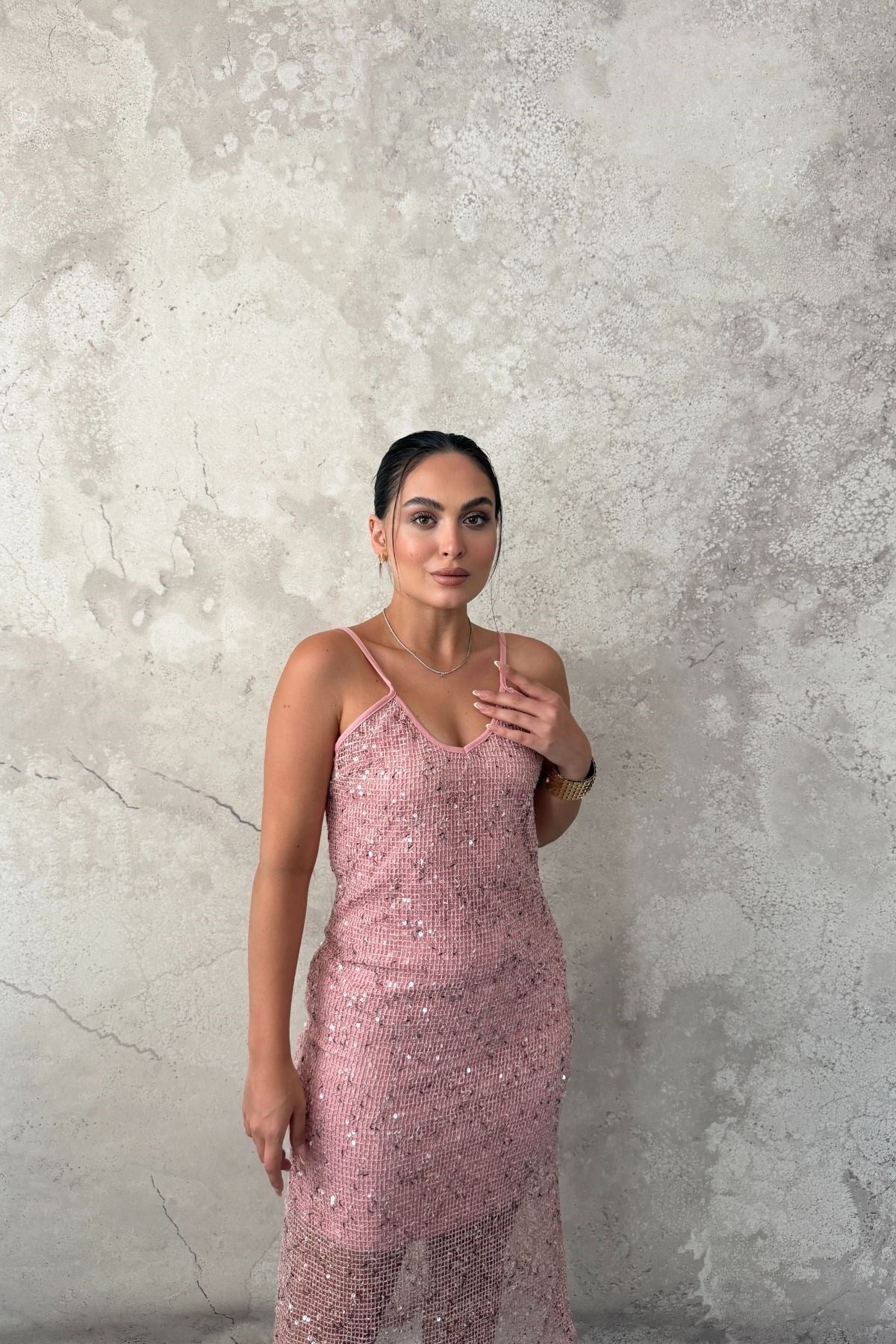 Pembe Askılı Elbise