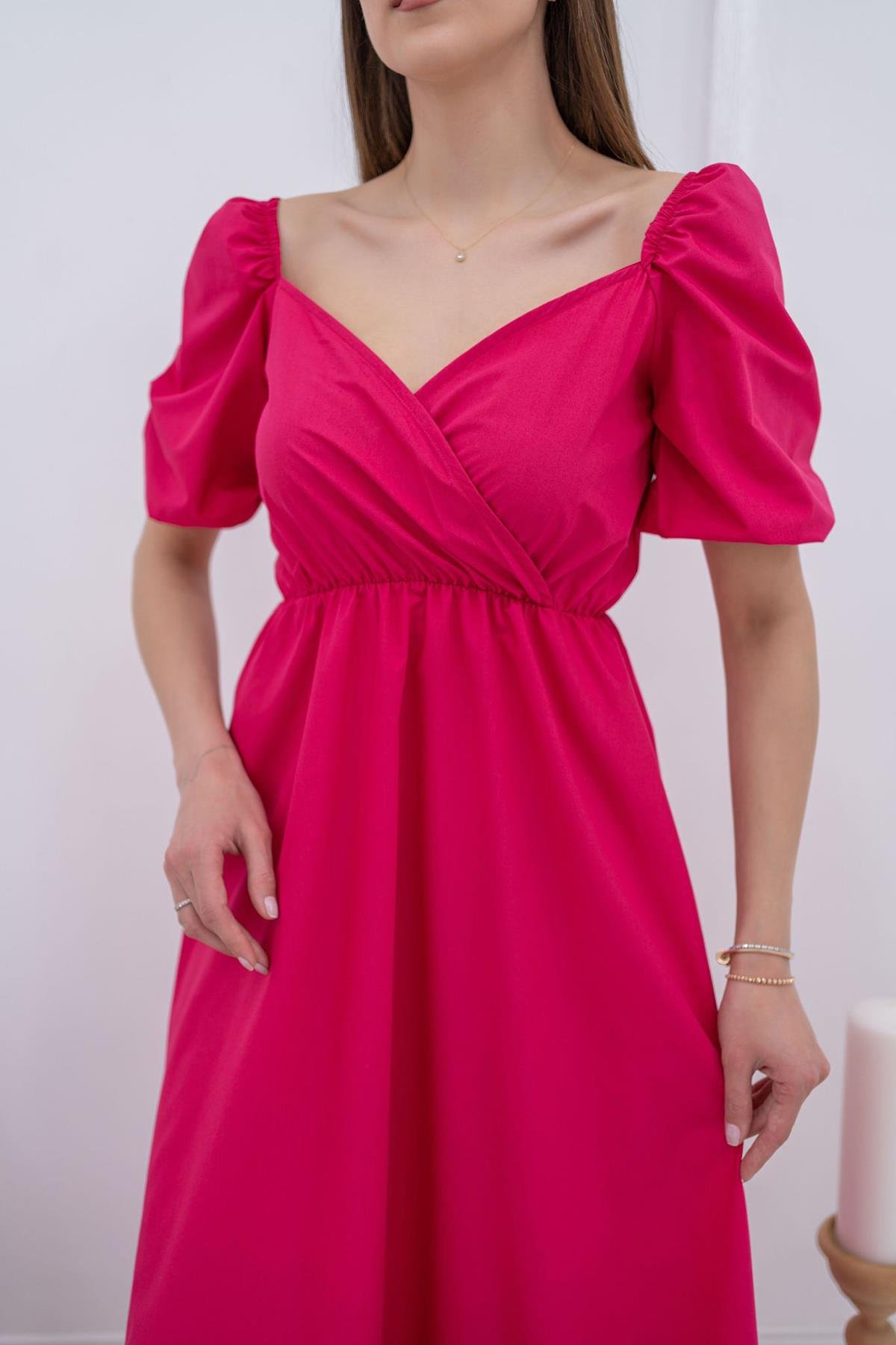 Poplin Elbise - Pembe