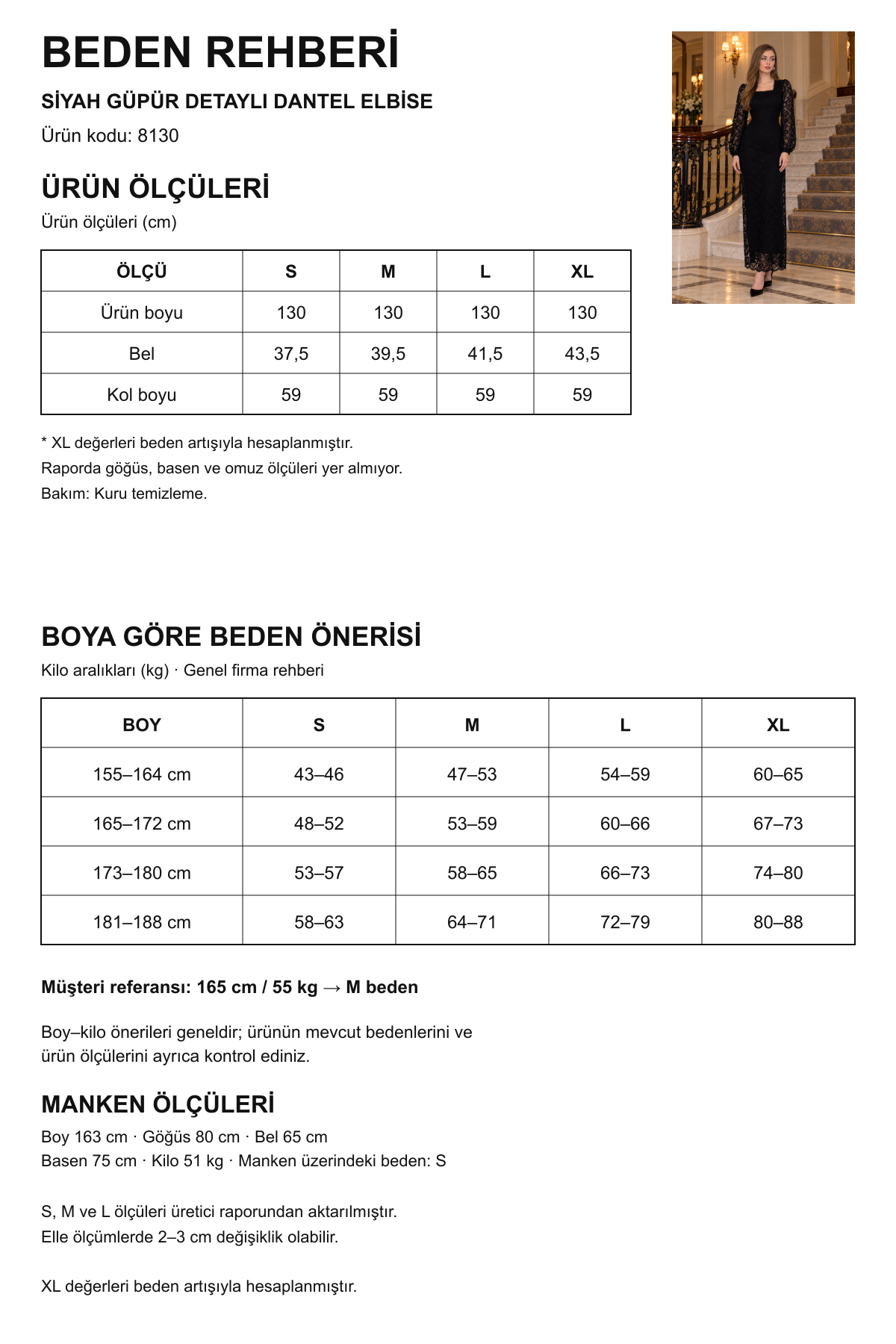 Siyah Güpür Detaylı Dantel Elbise