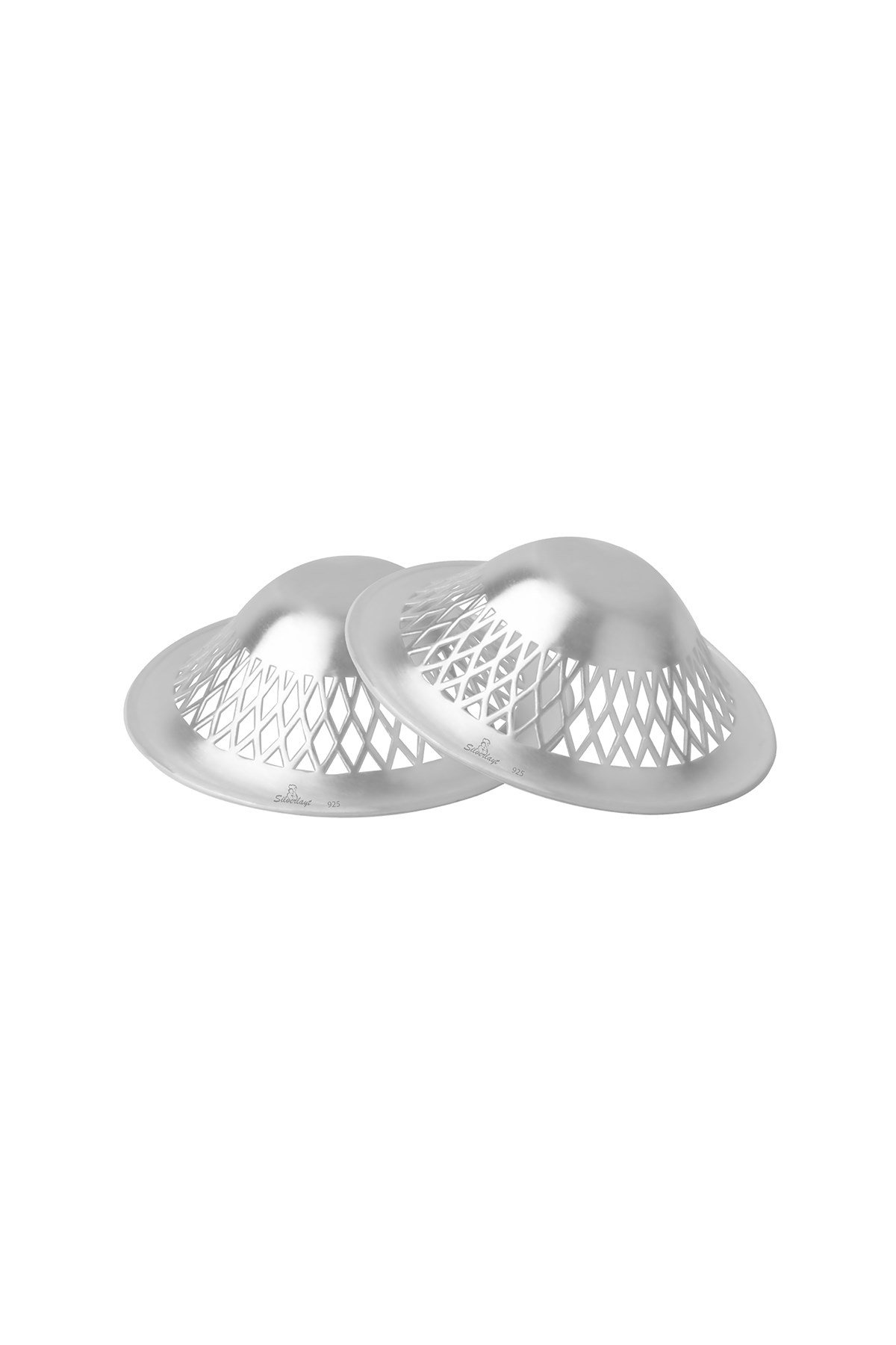 Silverlayt Hava Alabilen Gümüş Göğüs Ucu Kapaklar Kare Motif 