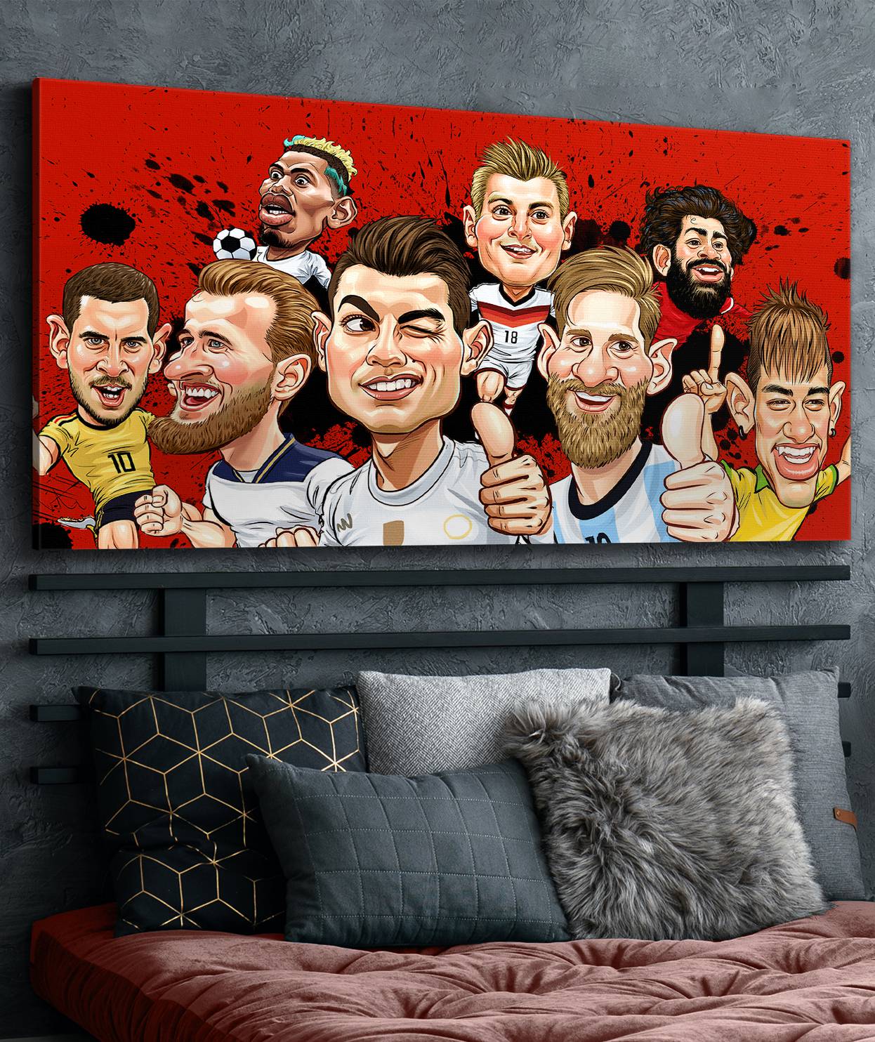 Futbolcu Karikatür Kanvas Tablo
