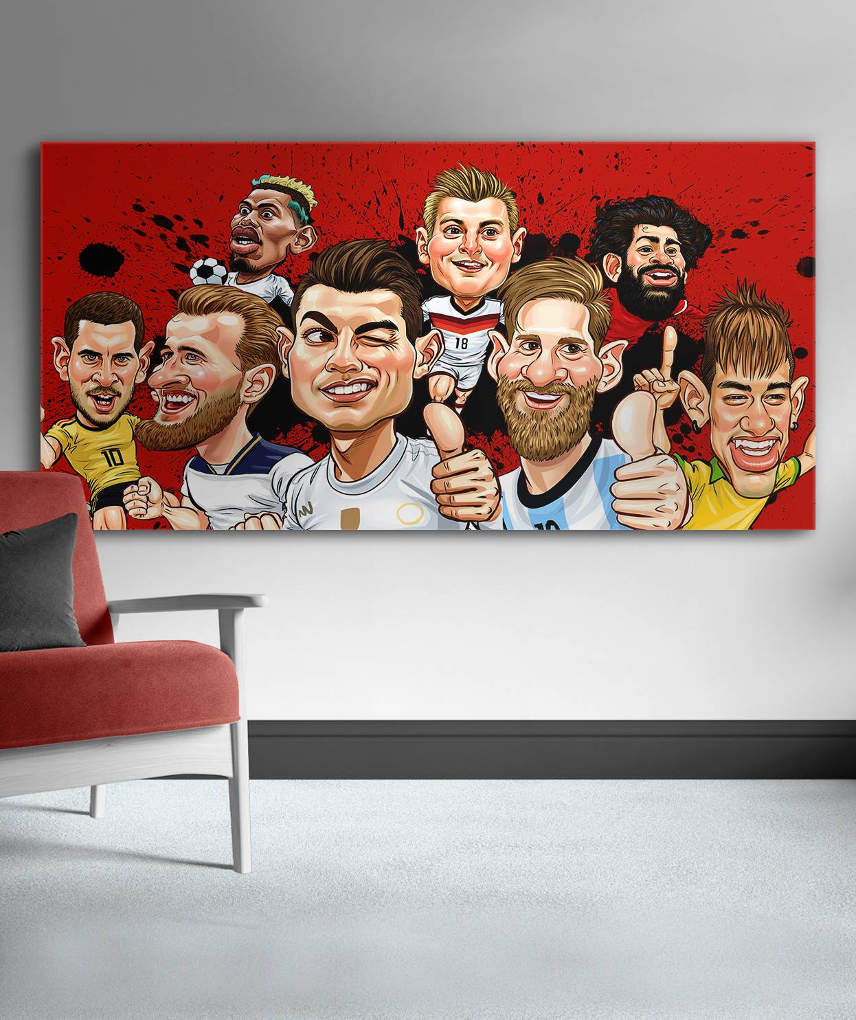 Futbolcu Karikatür Kanvas Tablo