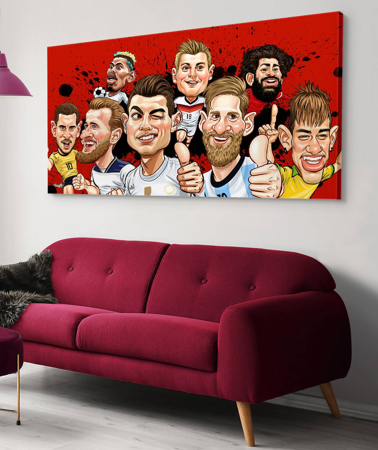 Futbolcu Karikatür Kanvas Tablo