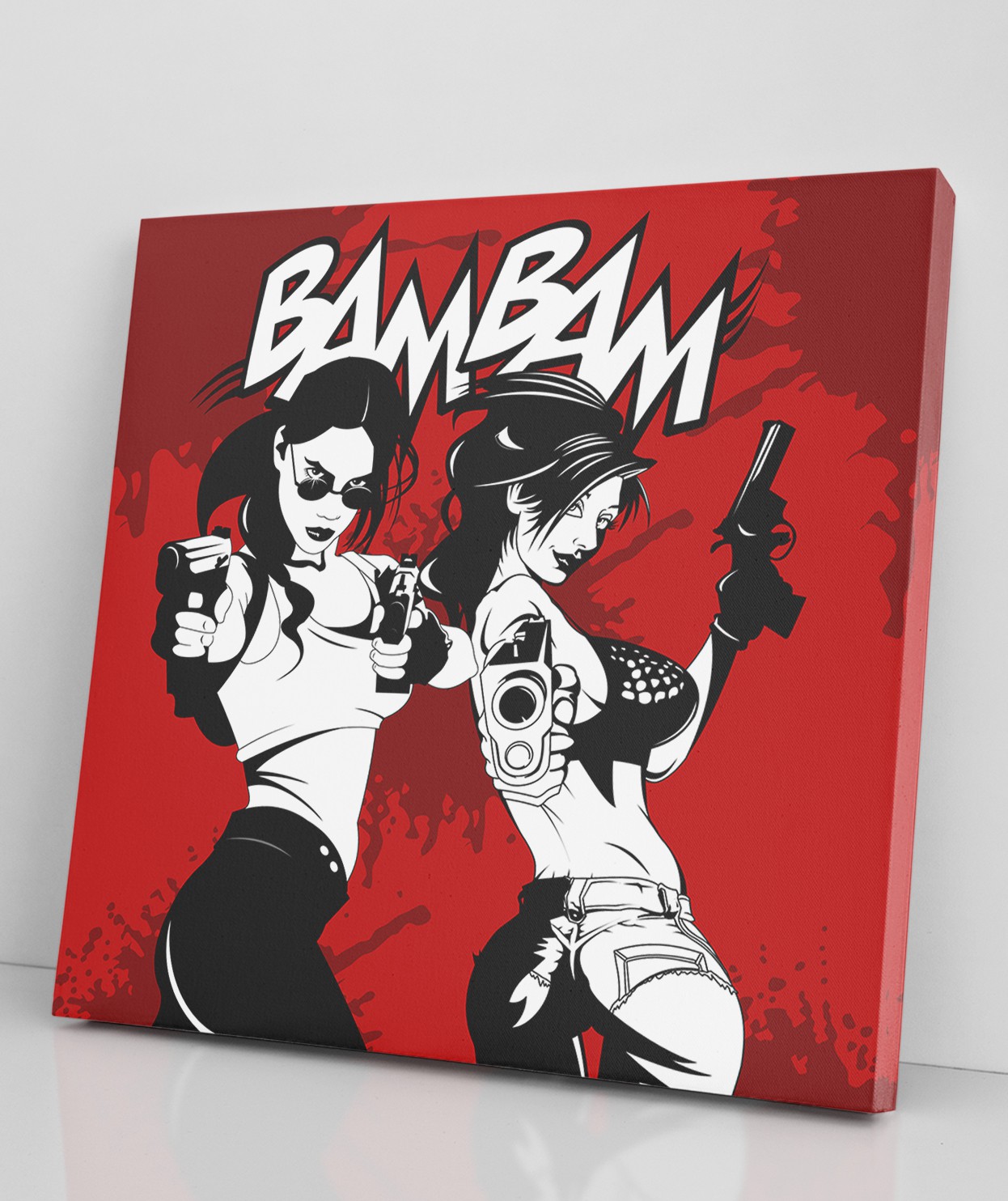 İki Kız Bam Bam Tek Parça Kare 65x65 Cm Kanvas - Canvas Tablo