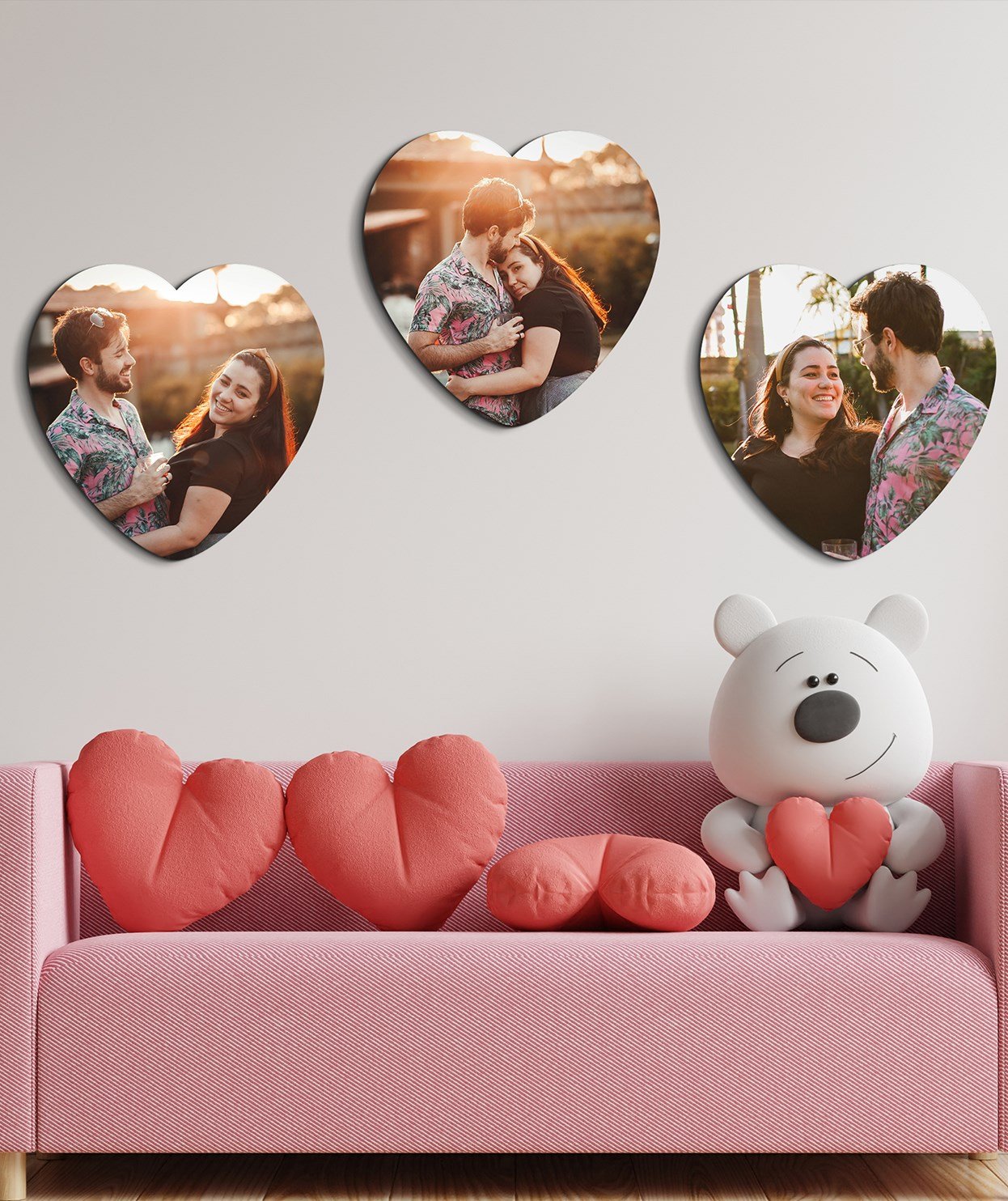 Kalp Kesim 3 Parça Kişiye Özel Mdf Tablo