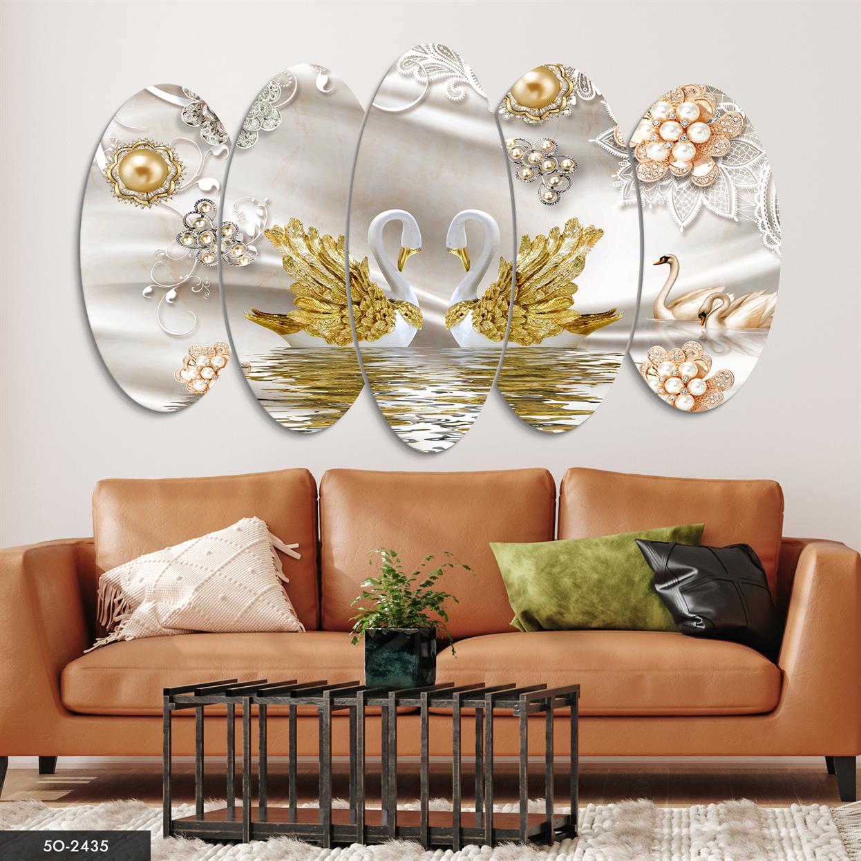 Kuğu Gold 5 Parça Mdf Tablo