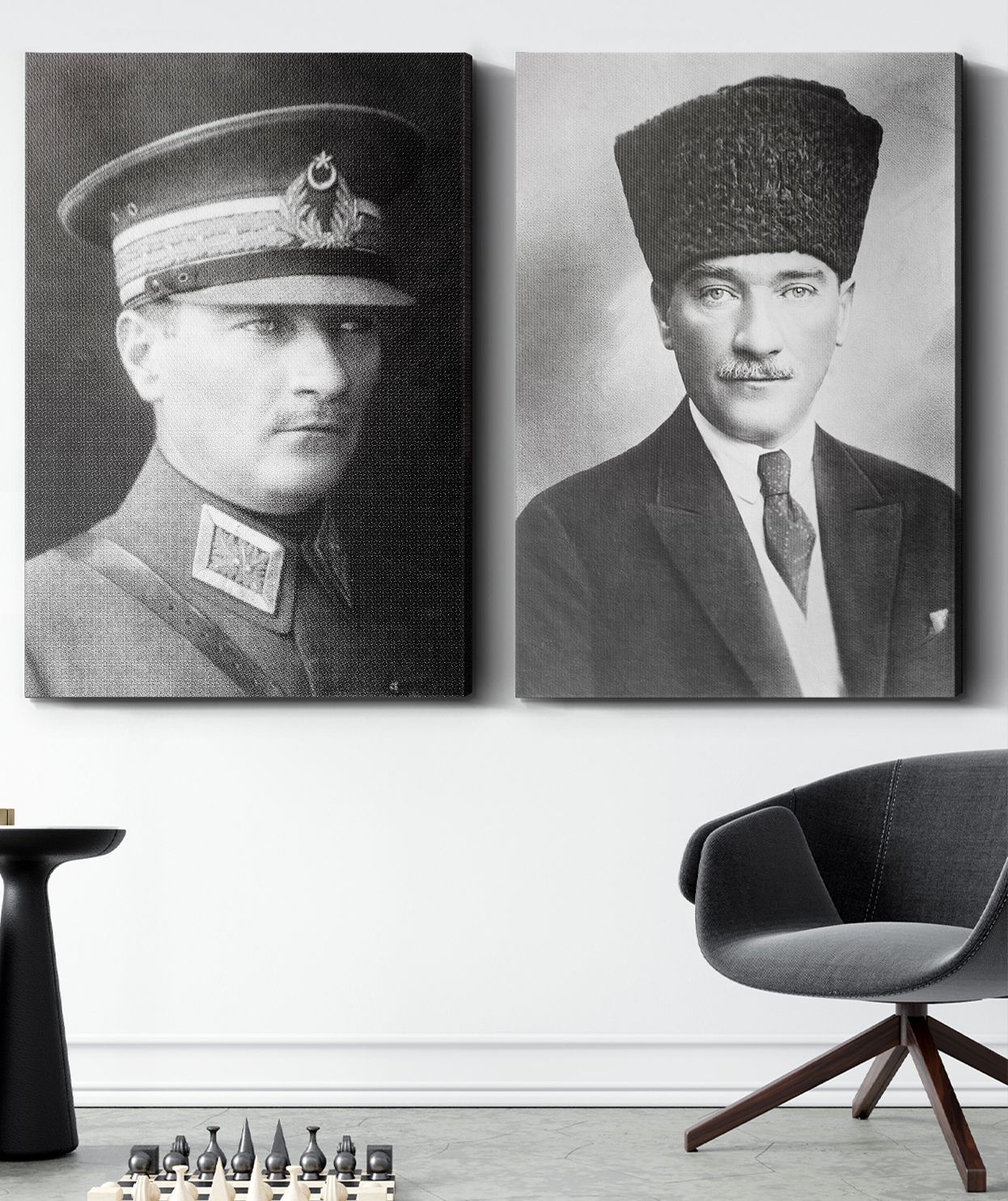 Mustafa Kemal Atatürk 2 Parça Kanvas Tablo