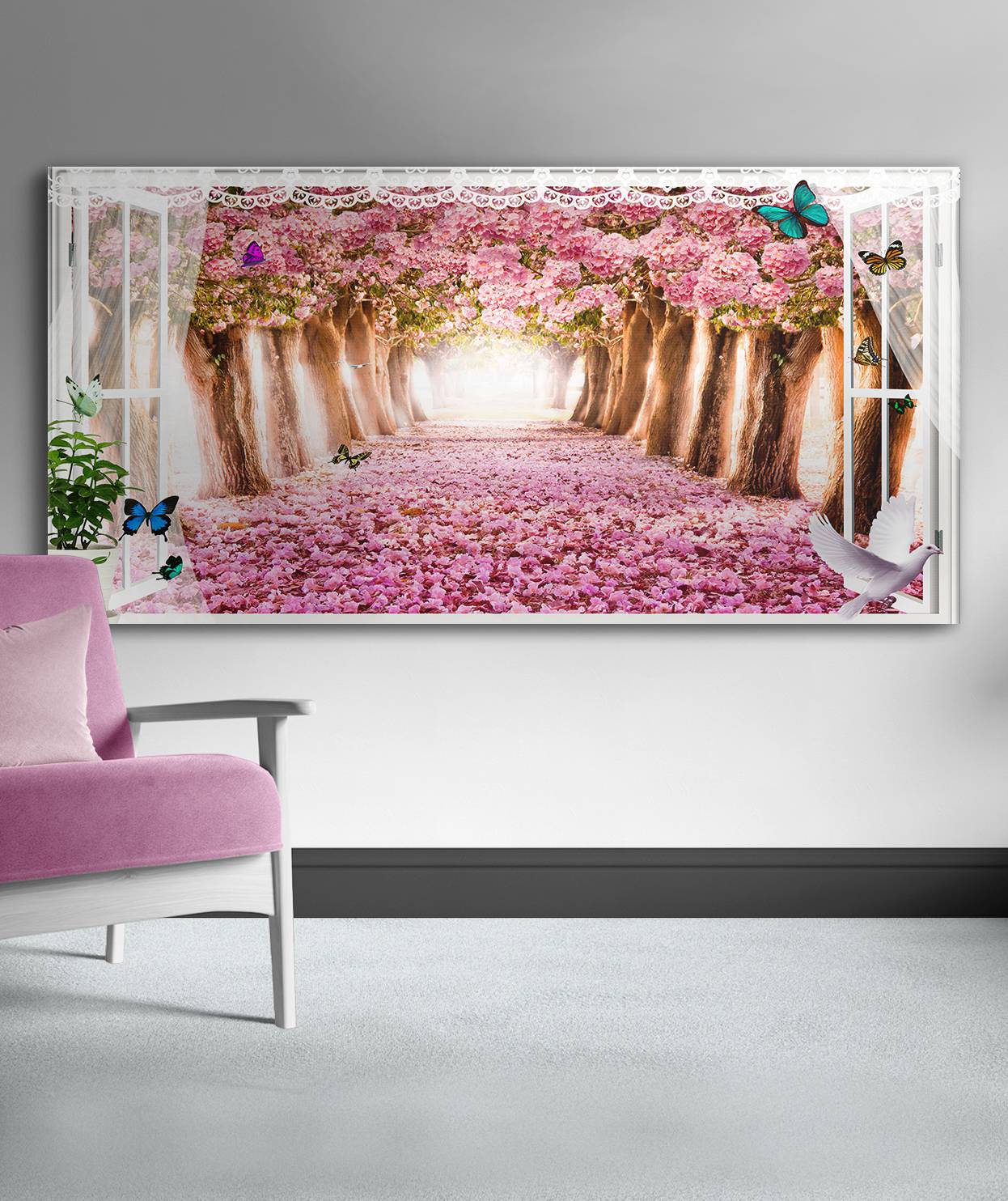 Pembe Tünel Kanvas Tablo