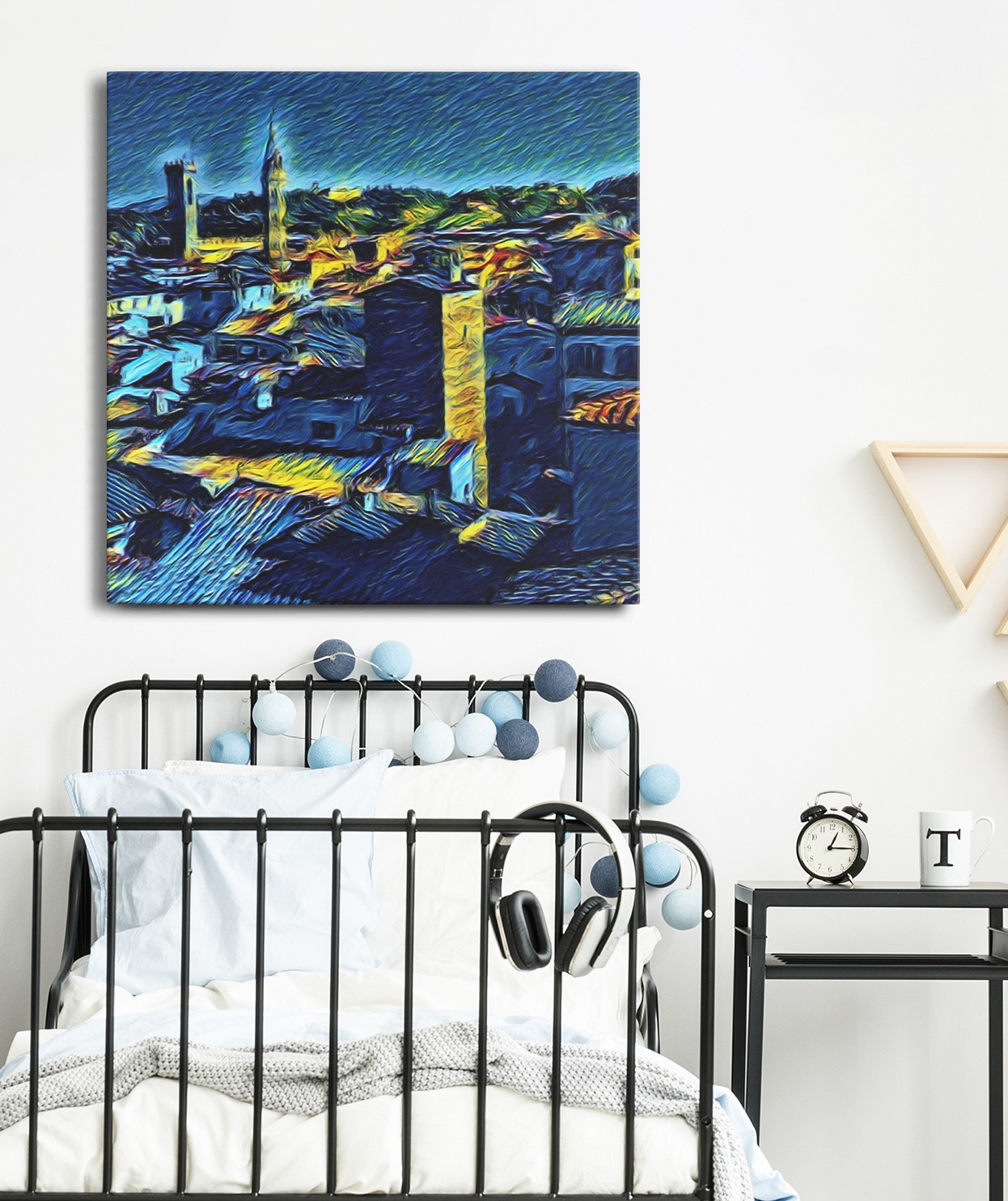 Van Gogh Şehir Manzarası Tek Parça Kare 65x65 Cm Kanvas - Canvas Tablo