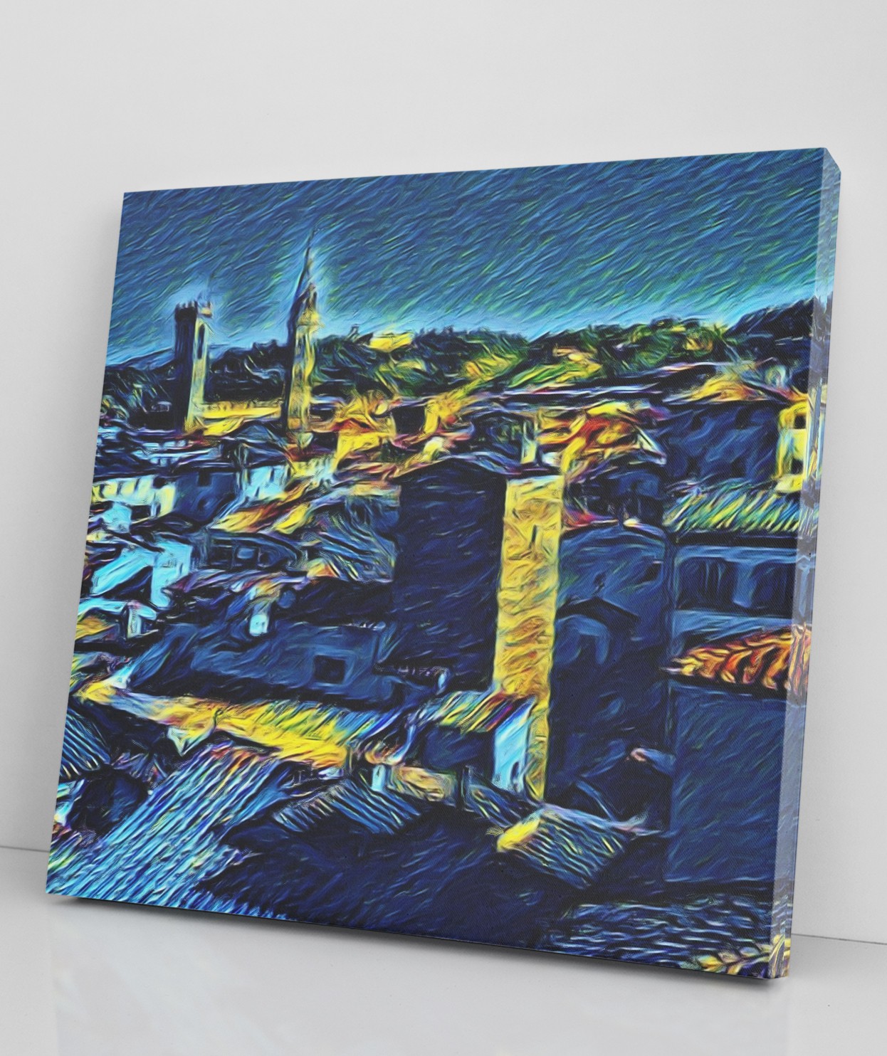 Van Gogh Şehir Manzarası Tek Parça Kare 65x65 Cm Kanvas - Canvas Tablo