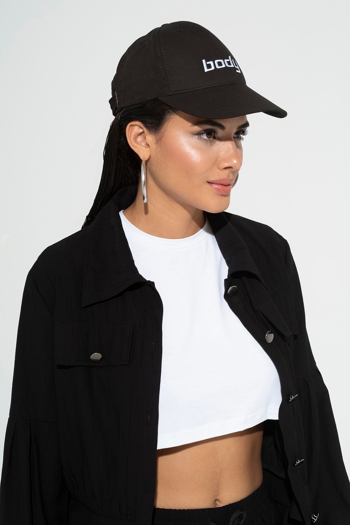 For You Accessories/Kadın Şapka For You Accessories For You Accesories Kadın Body Nakışlı Siperli Beyzbol Siyah Şapka 