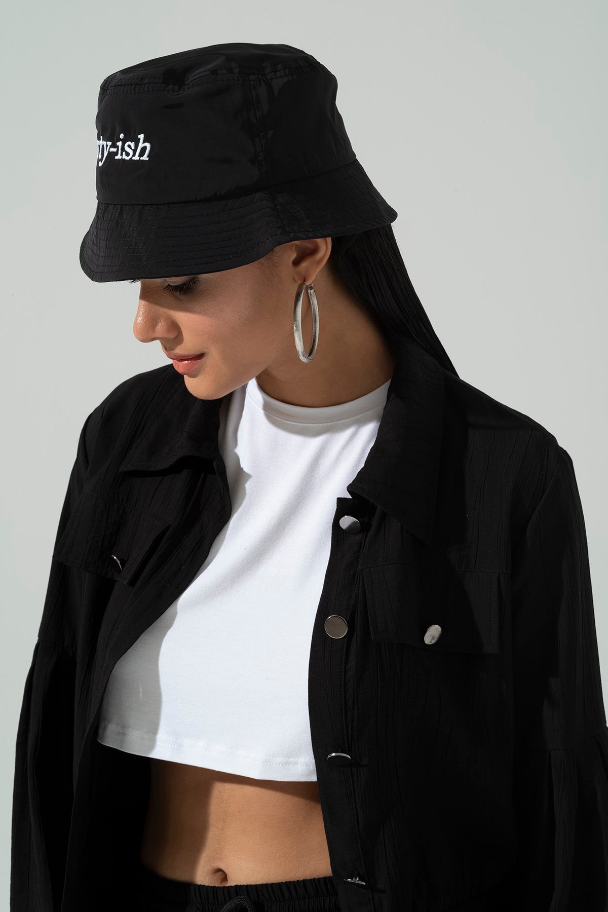 For You Accessories/Kadın Şapka For You Accessories For You Accesories Kadın Sporty-ish Nakıslı Safari Siyah Şapka 