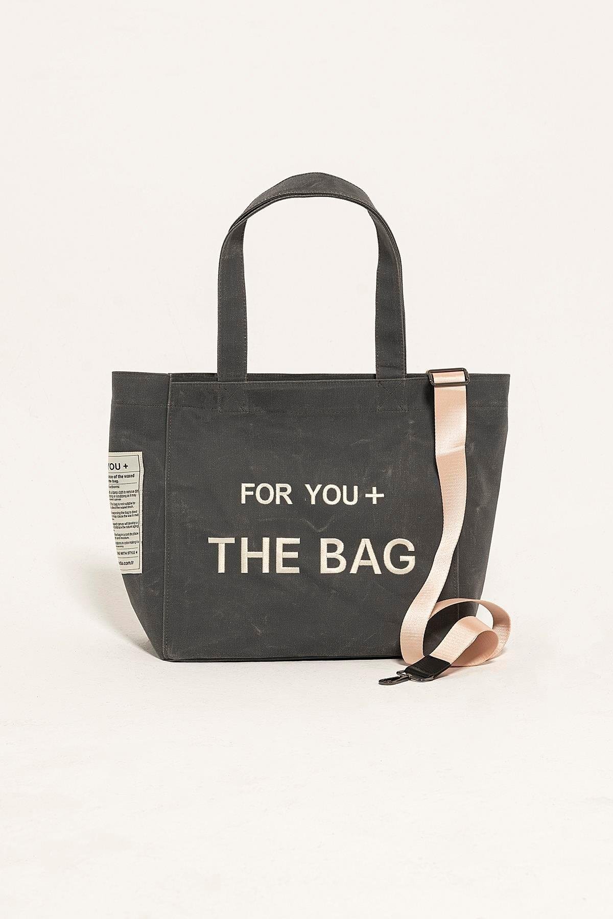 For You Accessorises Kanvas Büyük Boy Antrasit Çanta For You Accessorises Kanvas Büyük Boy Antrasit Çanta