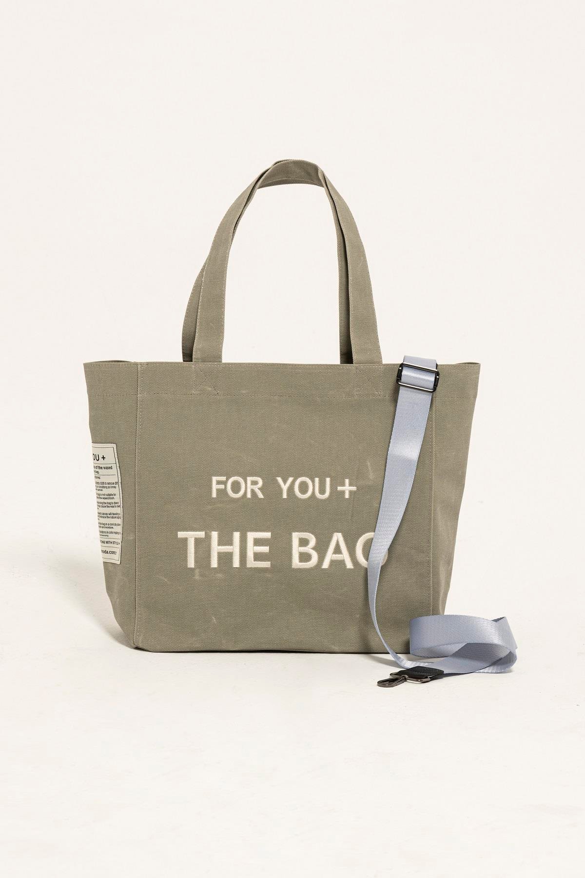 For You Accessorises Kanvas Büyük Boy Gri Çanta For You Accessorises Kanvas Büyük Boy Gri Çanta