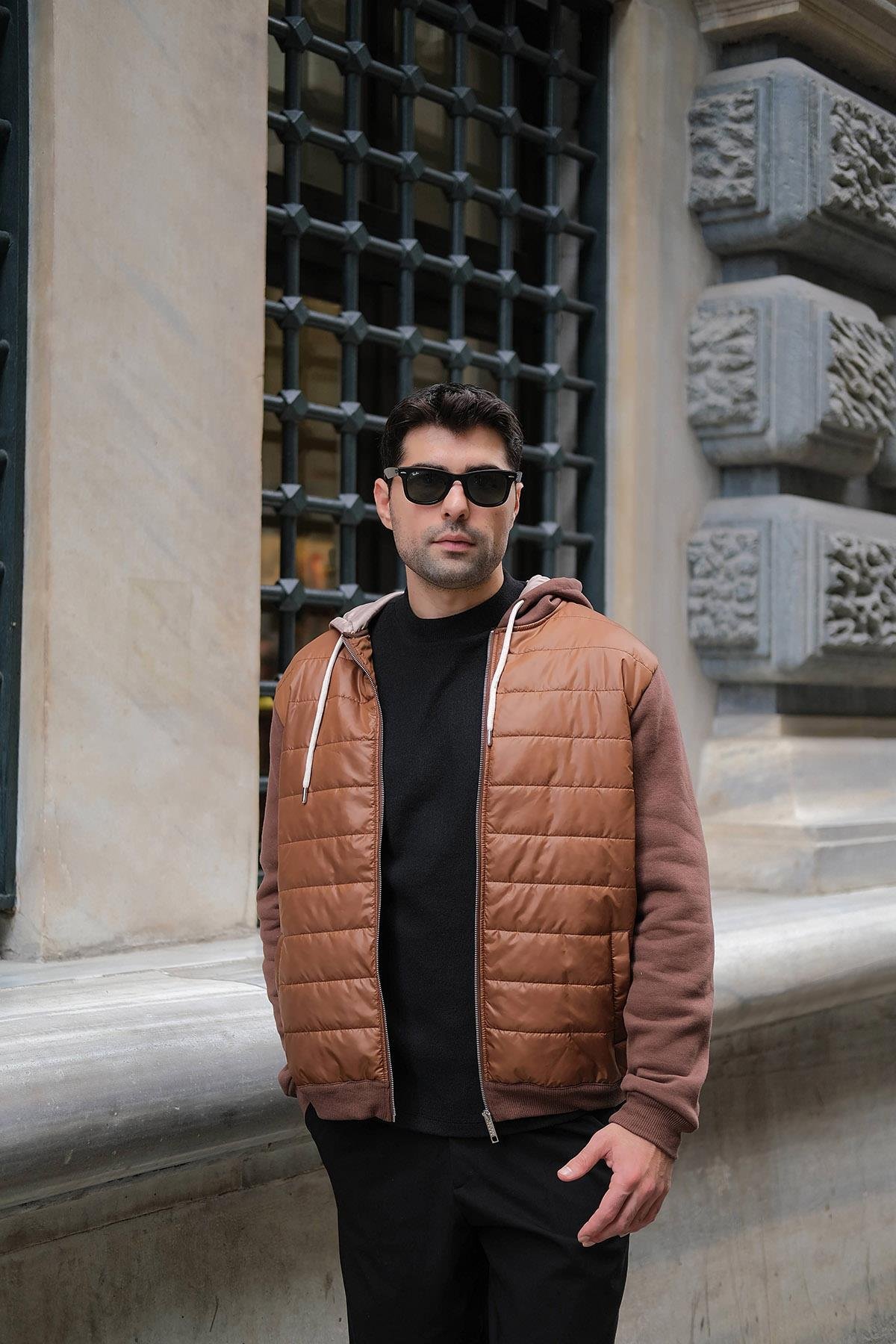 For You Man Kapitone Cepli Kapişonlu Fermuarlı Kahve Sweatshirt For You Casual Kapitone Cepli Kapişonlu Fermuarlı Kahve Sweatshirt