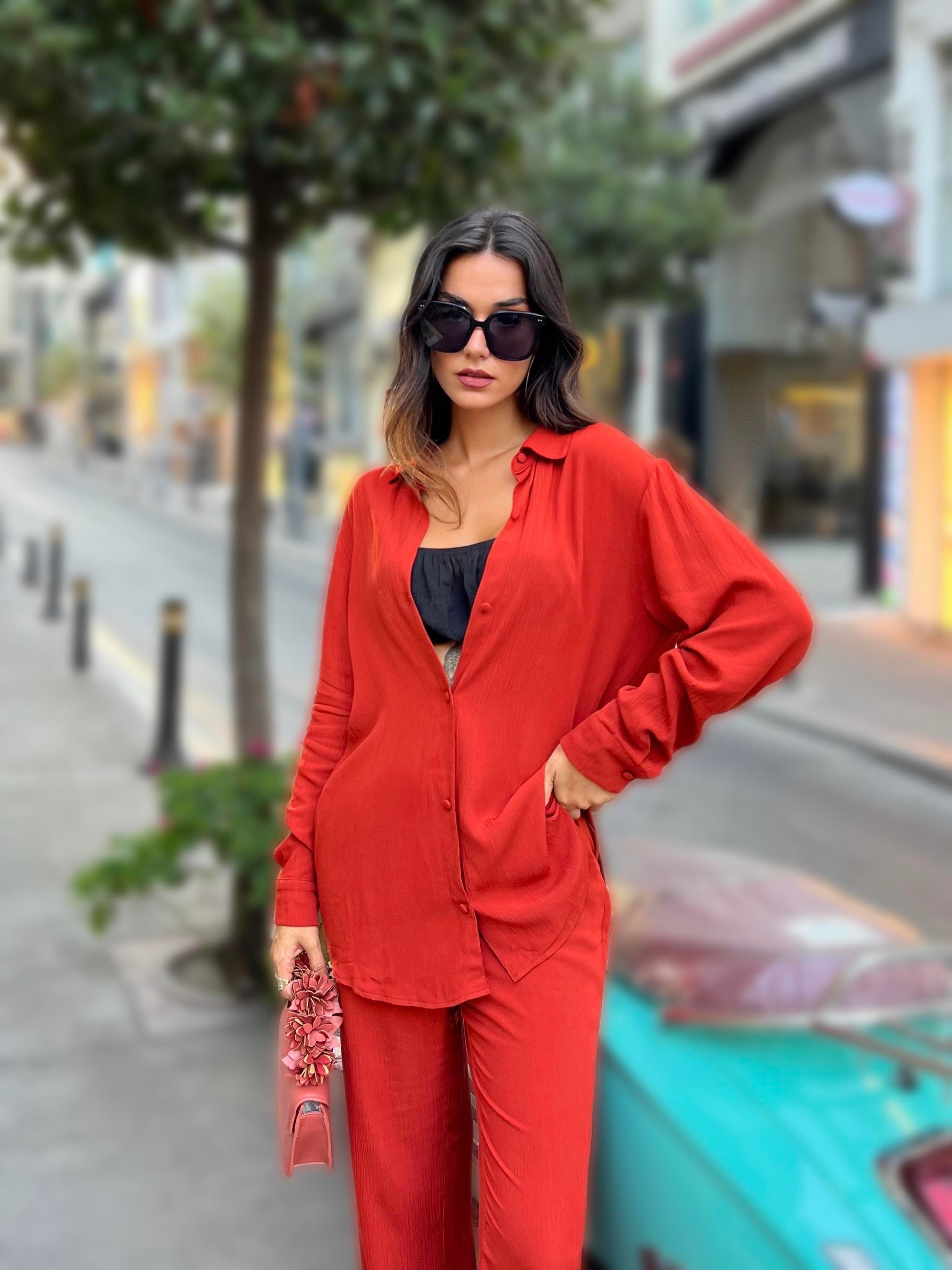 For You İn&Out 3 lü Viskon İçeride&Dışarıda Krinkıl Bustiyerli Kiremit Takım  For You İn&Out 3'lü Viskon Krinkıl Bustiyerli Kiremit Takım