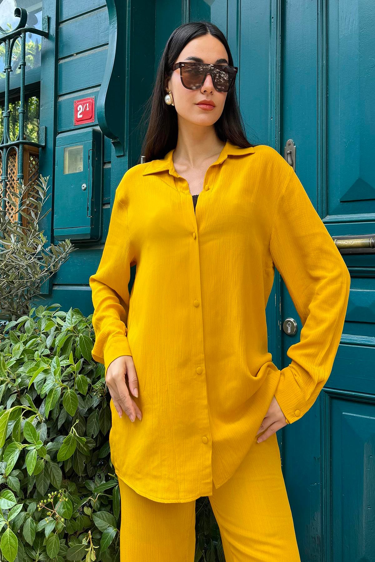 For You İn&Out 3 lü Viskon İçeride&Dışarıda Krinkıl Bustiyerli Hardal Takım  For You İn&Out 3'lü Viskon Krinkıl Bustiyerli Hardal Takım