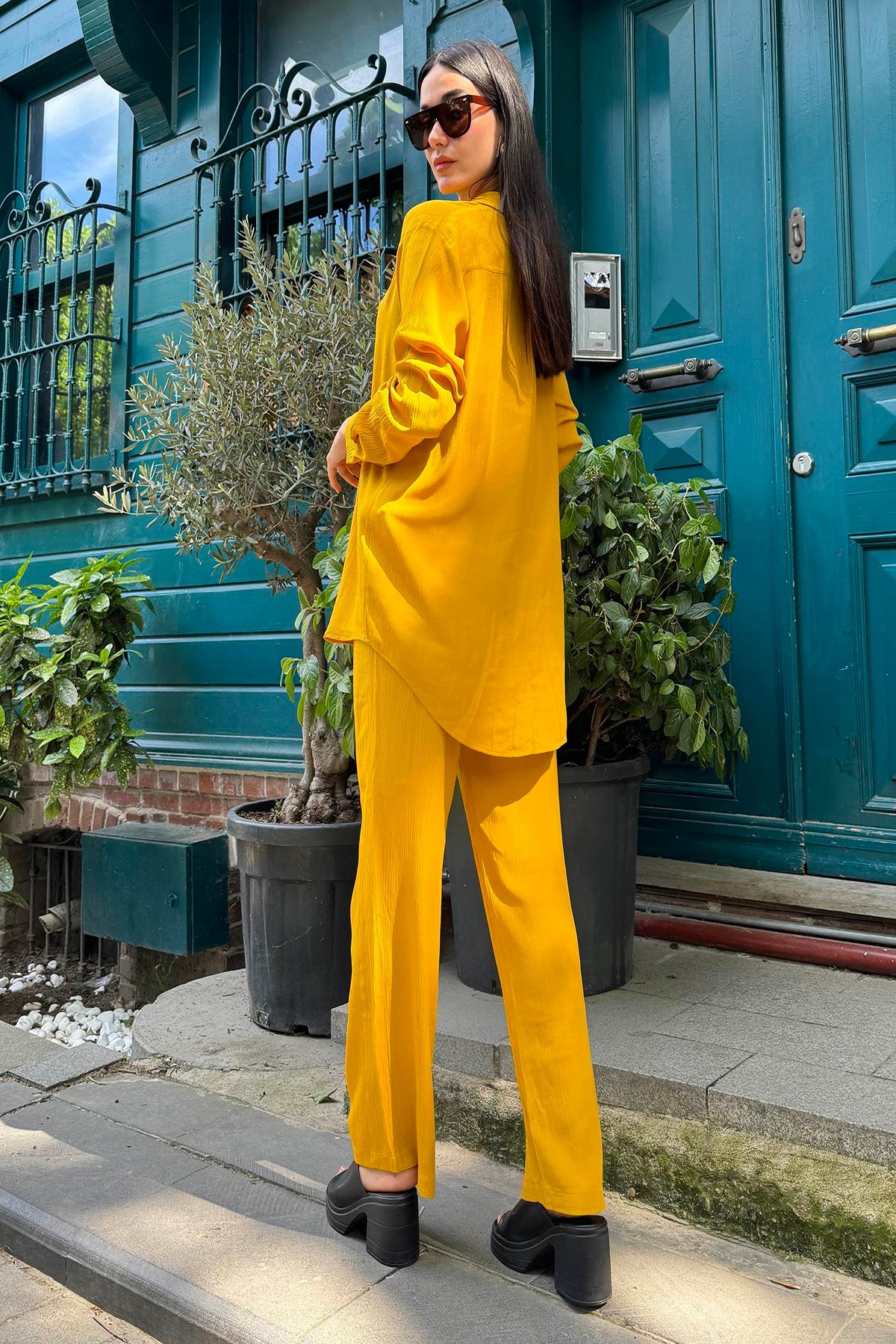 For You İn&Out 3 lü Viskon İçeride&Dışarıda Krinkıl Bustiyerli Hardal Takım  For You İn&Out 3'lü Viskon Krinkıl Bustiyerli Hardal Takım