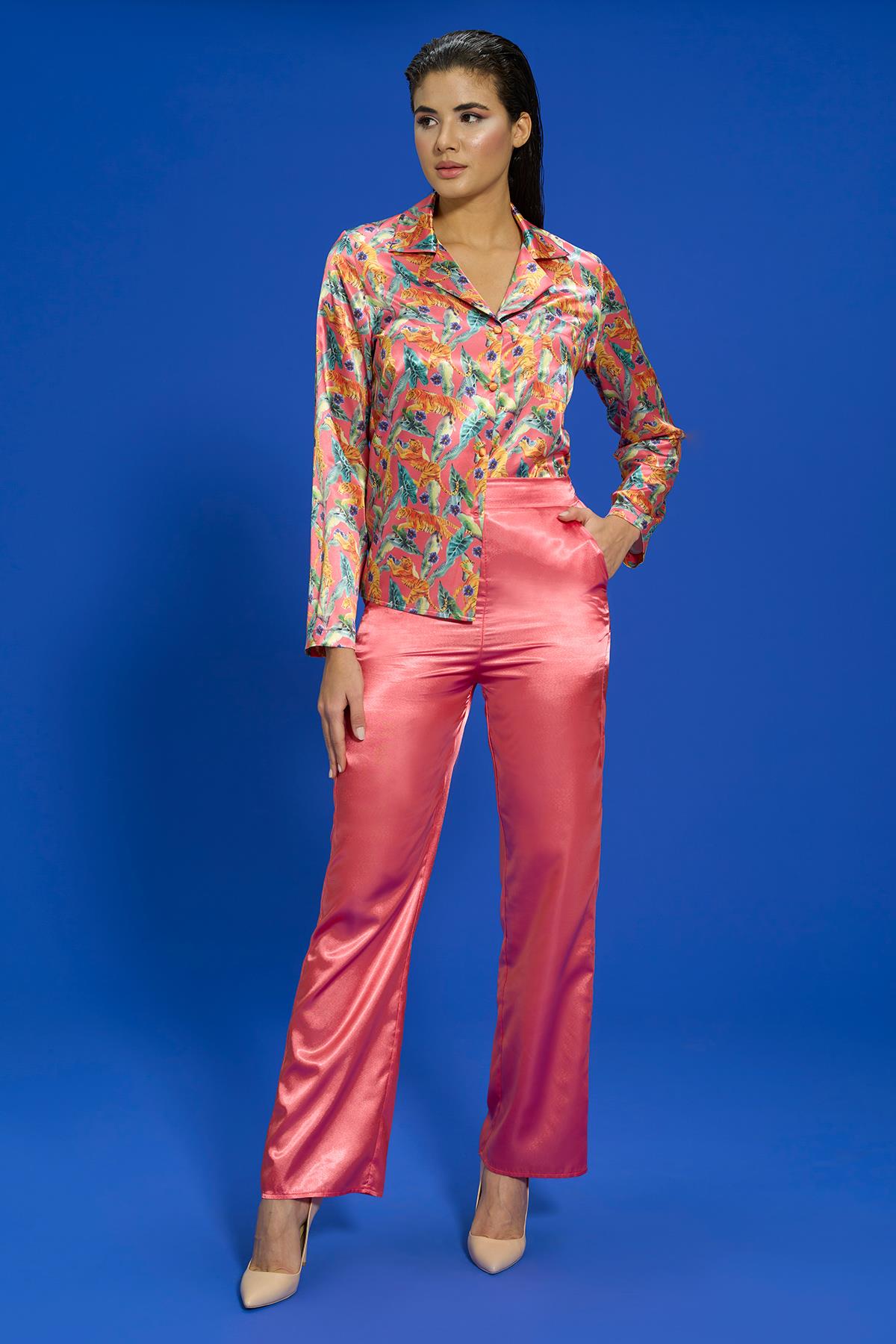 For  You İn&Out Pijama Takımı For You İn&Out For You İn&Out 6 lı Kaplan Desen Nar Çiceği Pijama Takımı