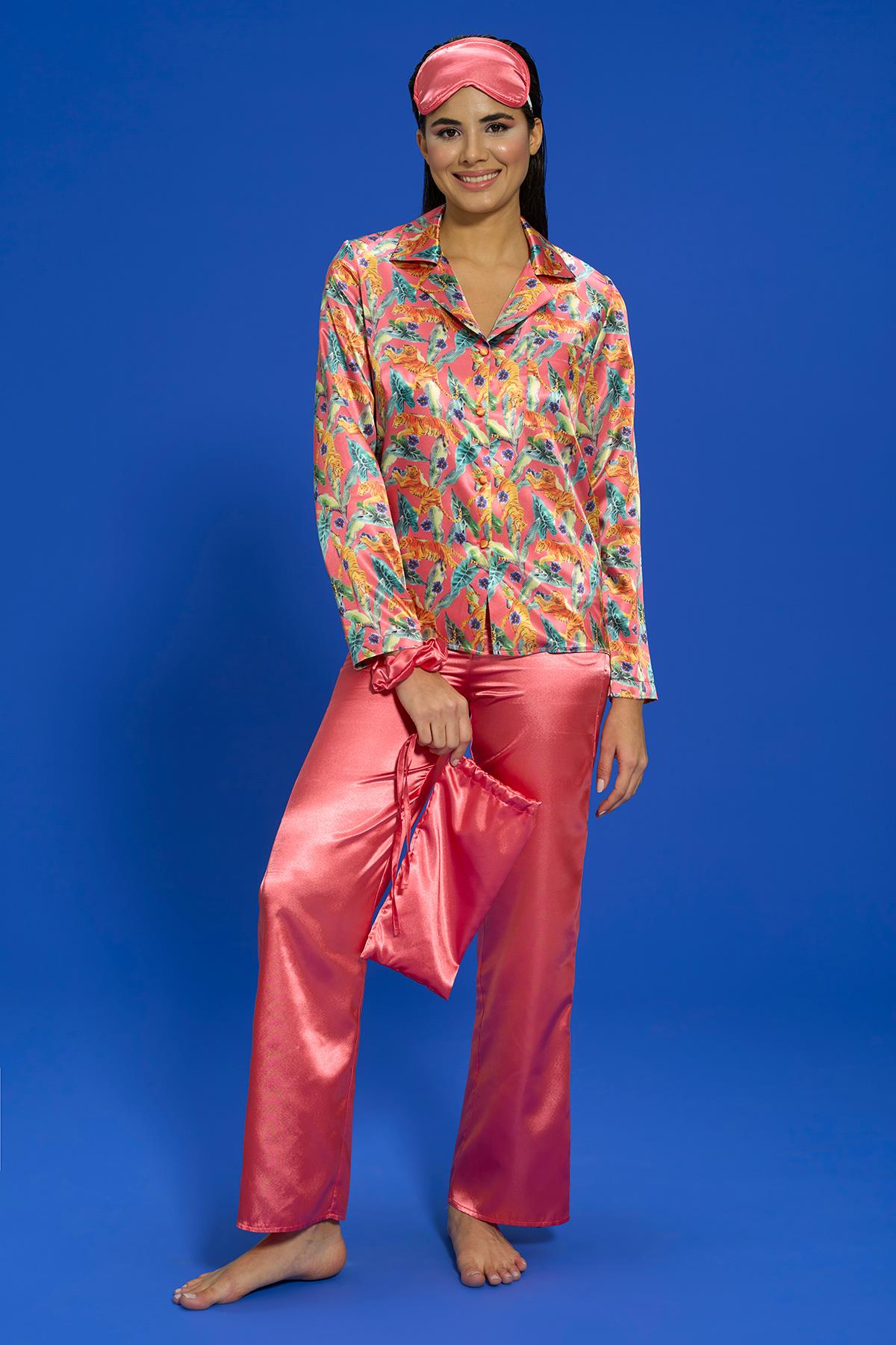 For  You İn&Out Pijama Takımı For You İn&Out For You İn&Out 6 lı Kaplan Desen Nar Çiceği Pijama Takımı