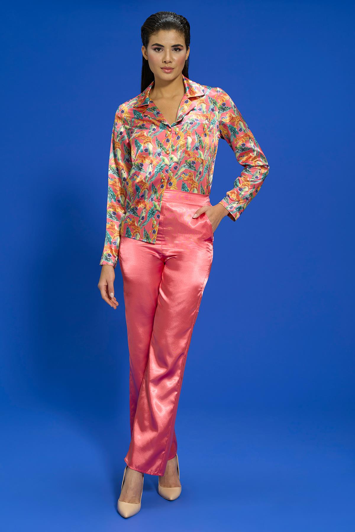 For  You İn&Out Pijama Takımı For You İn&Out For You İn&Out 6 lı Kaplan Desen Nar Çiceği Pijama Takımı