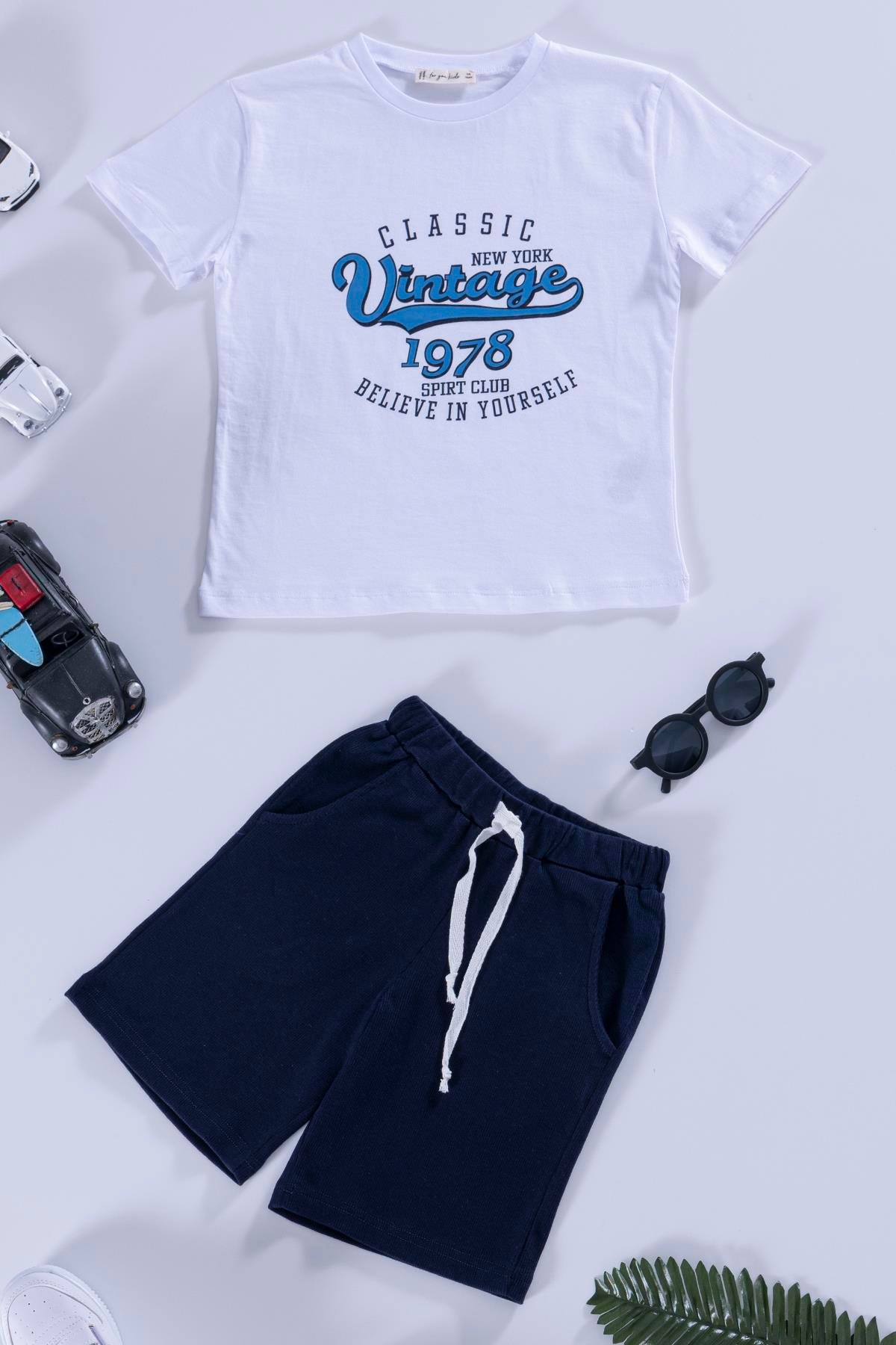 For You Kids 2'li Baskılı Alt Üst Lacivert Takım For You Kids 2'li Baskılı Alt Üst Lacivert Takım