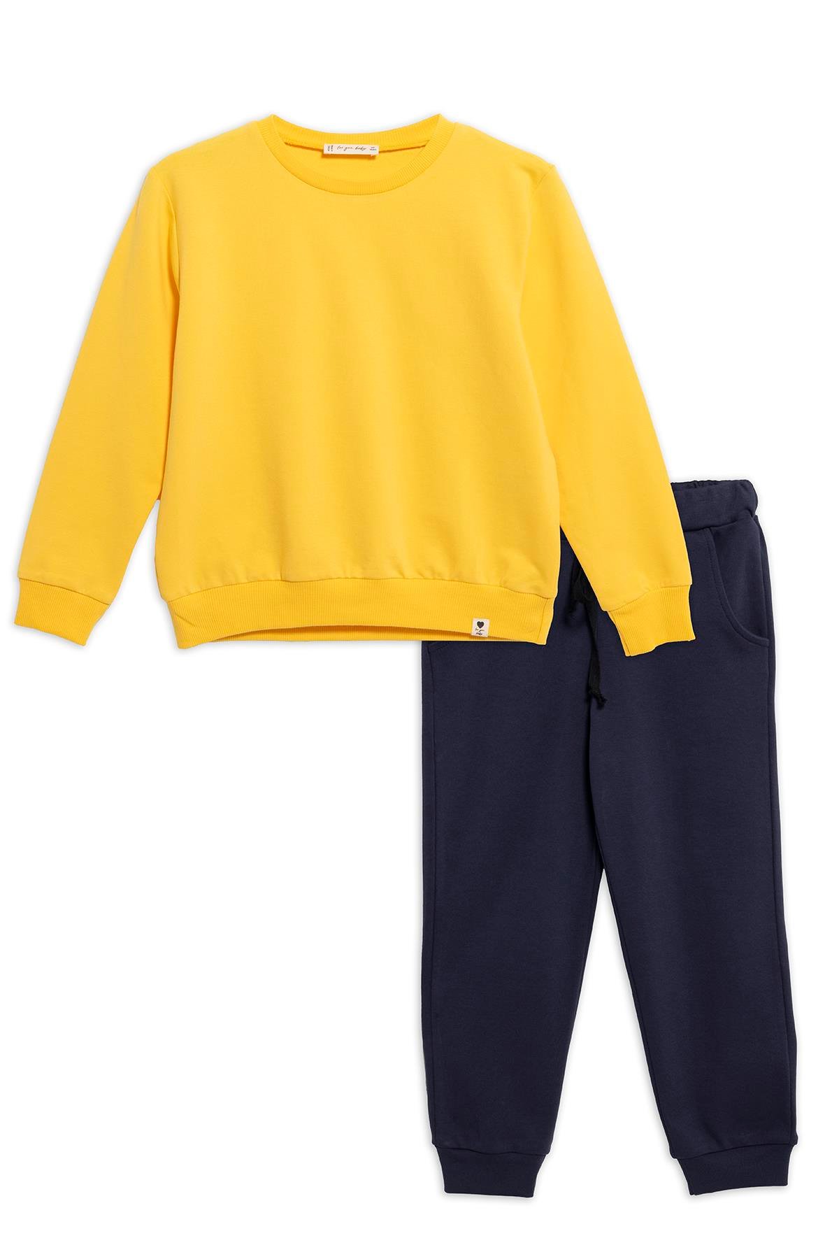 For You Kids 2'li Bisiklet Yaka Sarı Sweatshirt Jogger Takım For You Kids 2'li Bisiklet Yaka Sarı Sweatshirt Jogger Takım