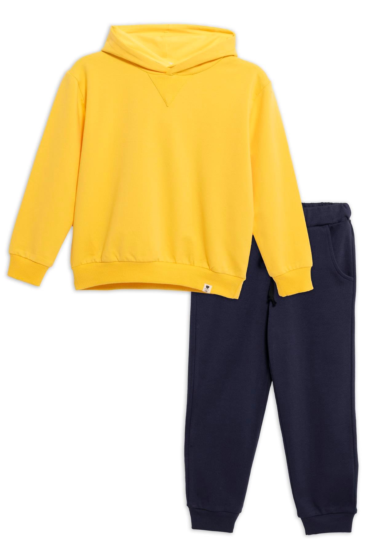 For You Kids 2'li Kapişonlu Sarı Sweatshirt Jogger Takım For You Kids 2'li Kapişonlu Sarı Sweatshirt Jogger Takım