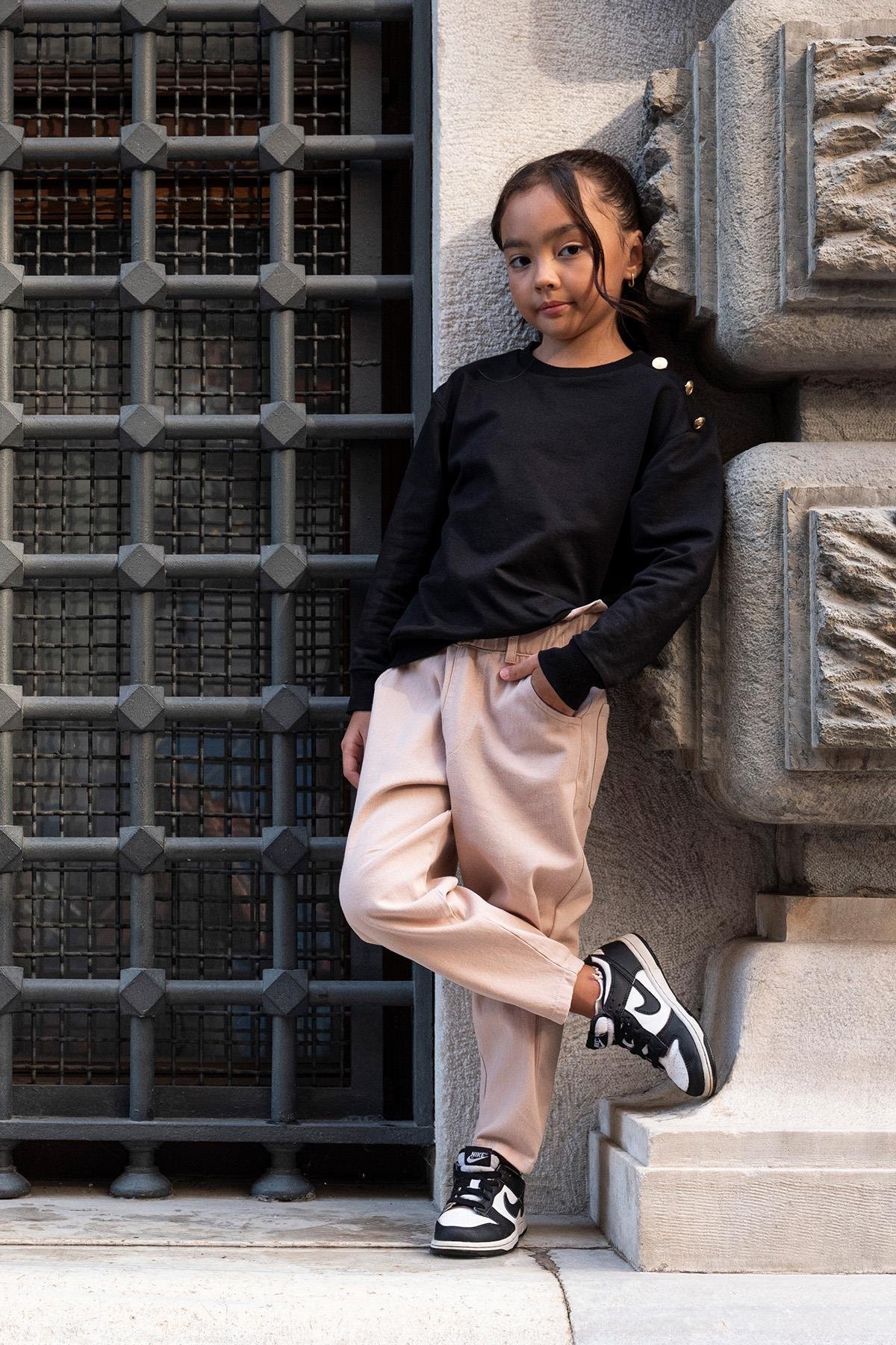 For You Kids 2'li Omuz Düğmeli Bel Fırfırlı Taş Gabardin Pantolon Takım For You Kids 2'li Omuz Düğmeli Bel Fırfırlı Taş Gabardin Pantolon Takım