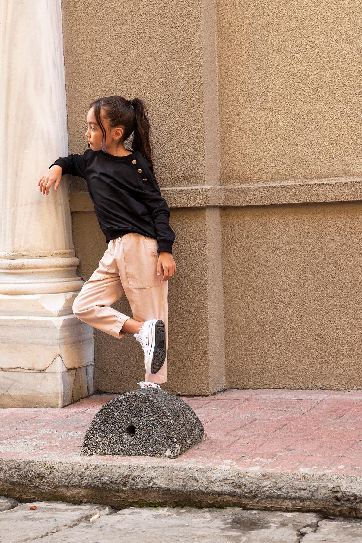 For You Kids 2'li Omuz Düğmeli Taş Gabardin Pantolon Takım For You Kids 2'li Omuz Düğmeli Taş Gabardin Pantolon Takım