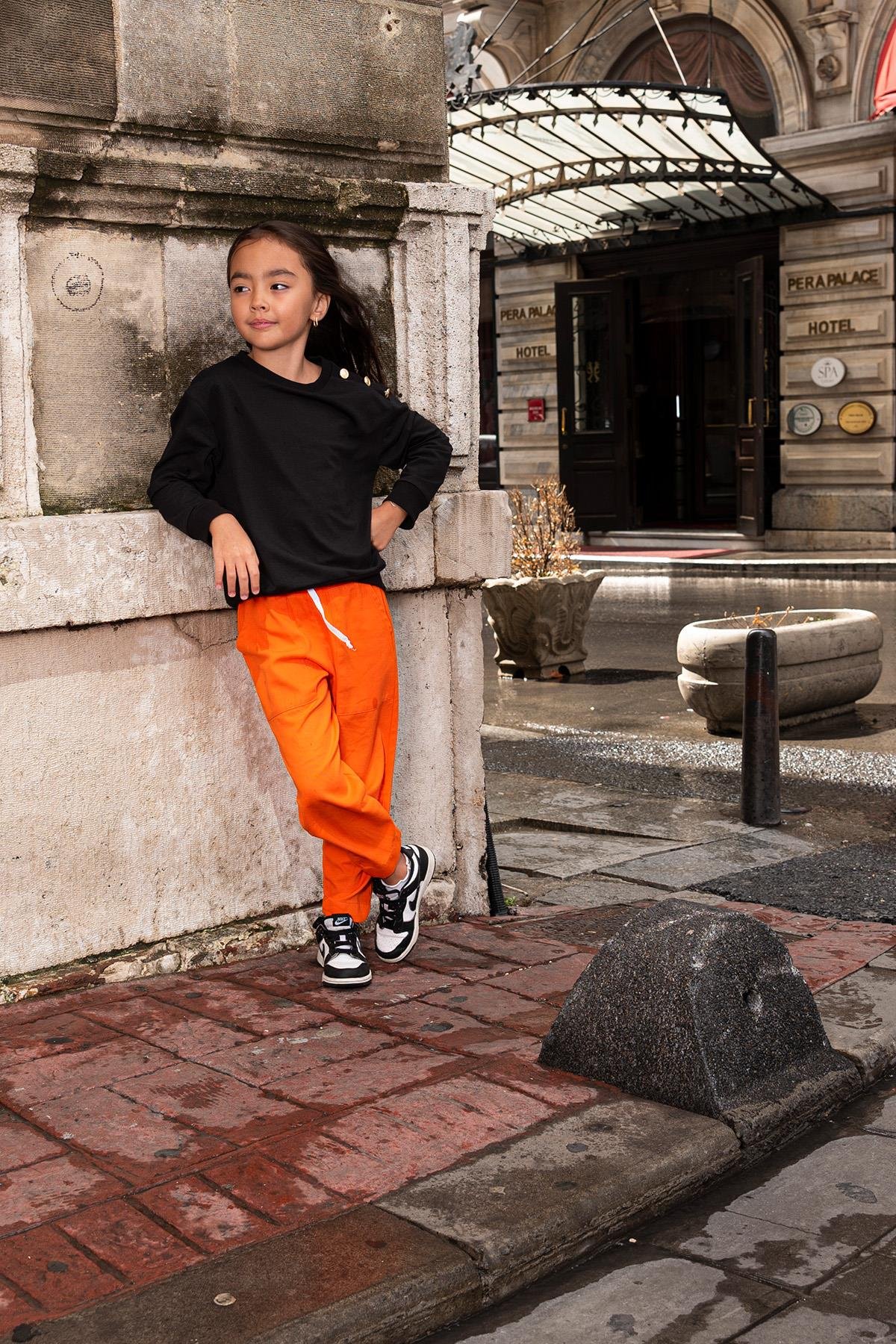 For You Kids 2'li Omuz Düğmeli Turuncu Gabardin Pantolon Takım For You Kids 2'li Omuz Düğmeli Turuncu Gabardin Pantolon Takım