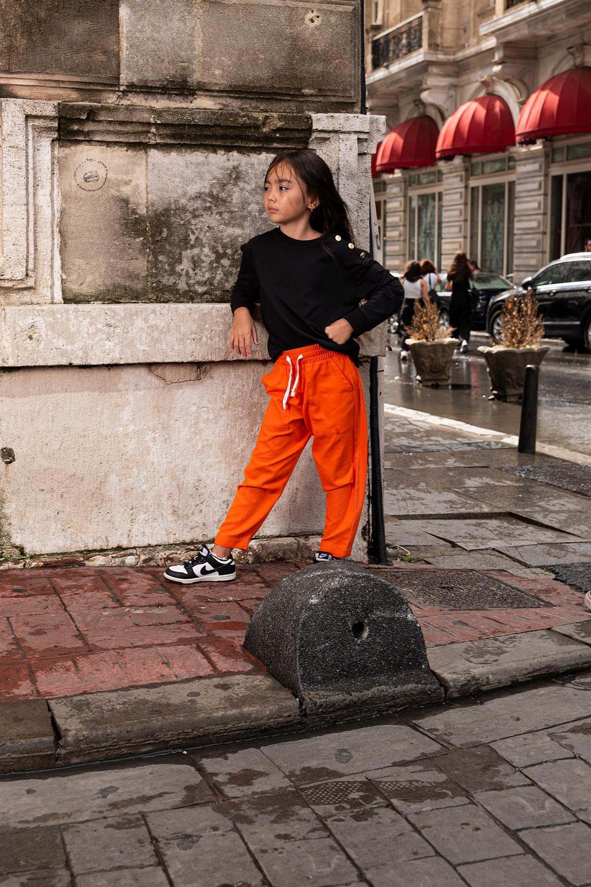 For You Kids 2'li Omuz Düğmeli Turuncu Gabardin Pantolon Takım For You Kids 2'li Omuz Düğmeli Turuncu Gabardin Pantolon Takım