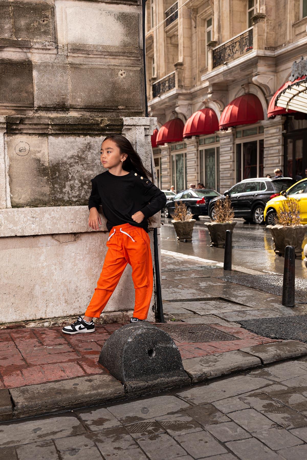 For You Kids 2'li Omuz Düğmeli Turuncu Gabardin Pantolon Takım For You Kids 2'li Omuz Düğmeli Turuncu Gabardin Pantolon Takım