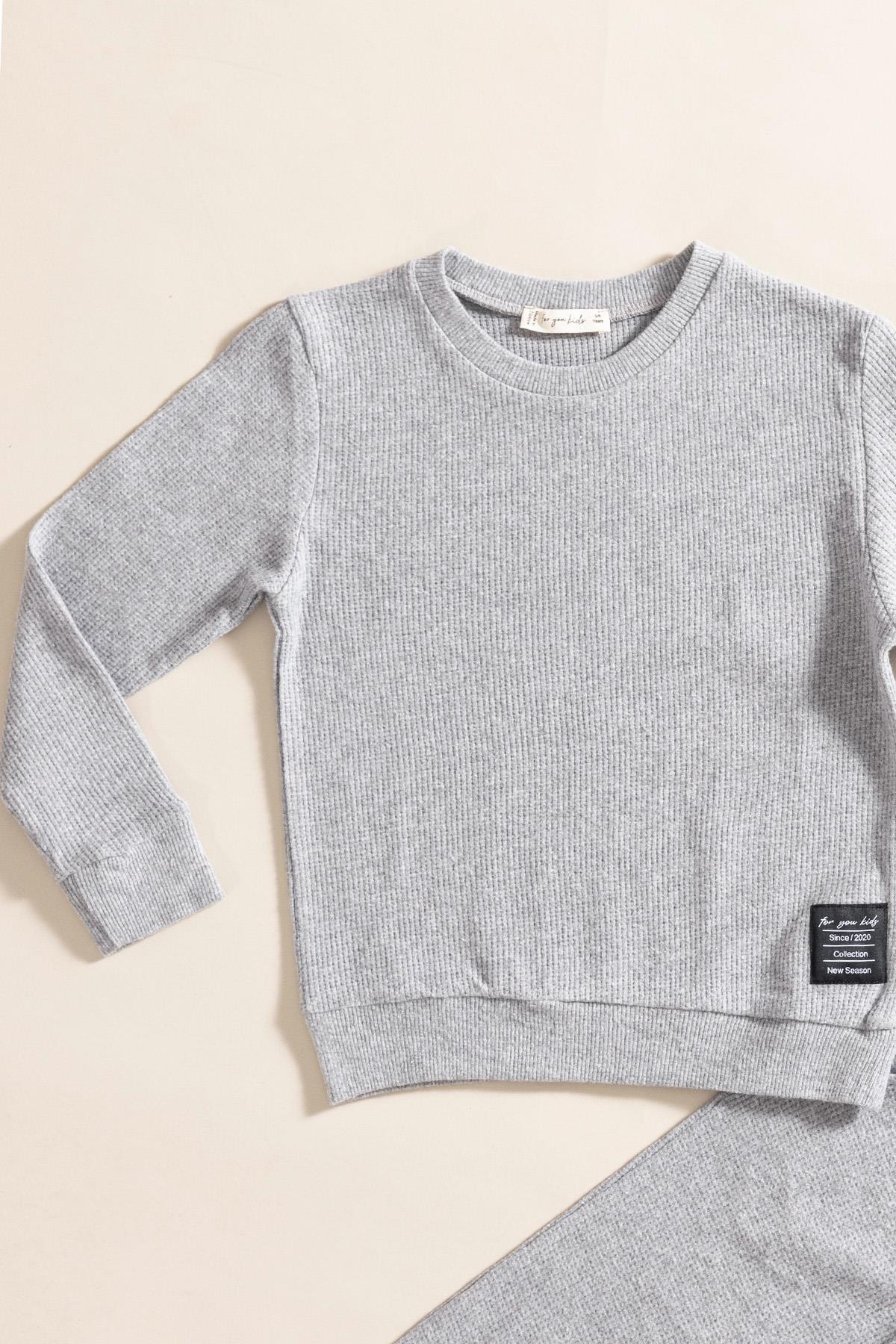 For You Kids 2'li Pamuk Waffle Sweat Jogger Koyu Gri Alt Üst Takım For You Kids 2'li Pamuk Waffle Sweat Jogger Koyu Gri Alt Üst Takım 